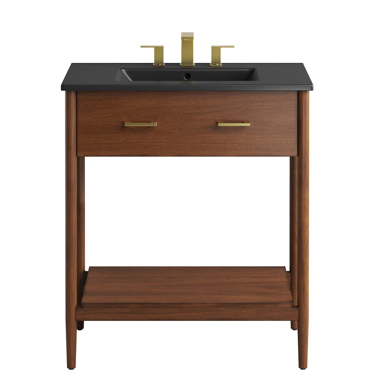 Zephyrine Vanity Unit, Medium, Walnut & Black