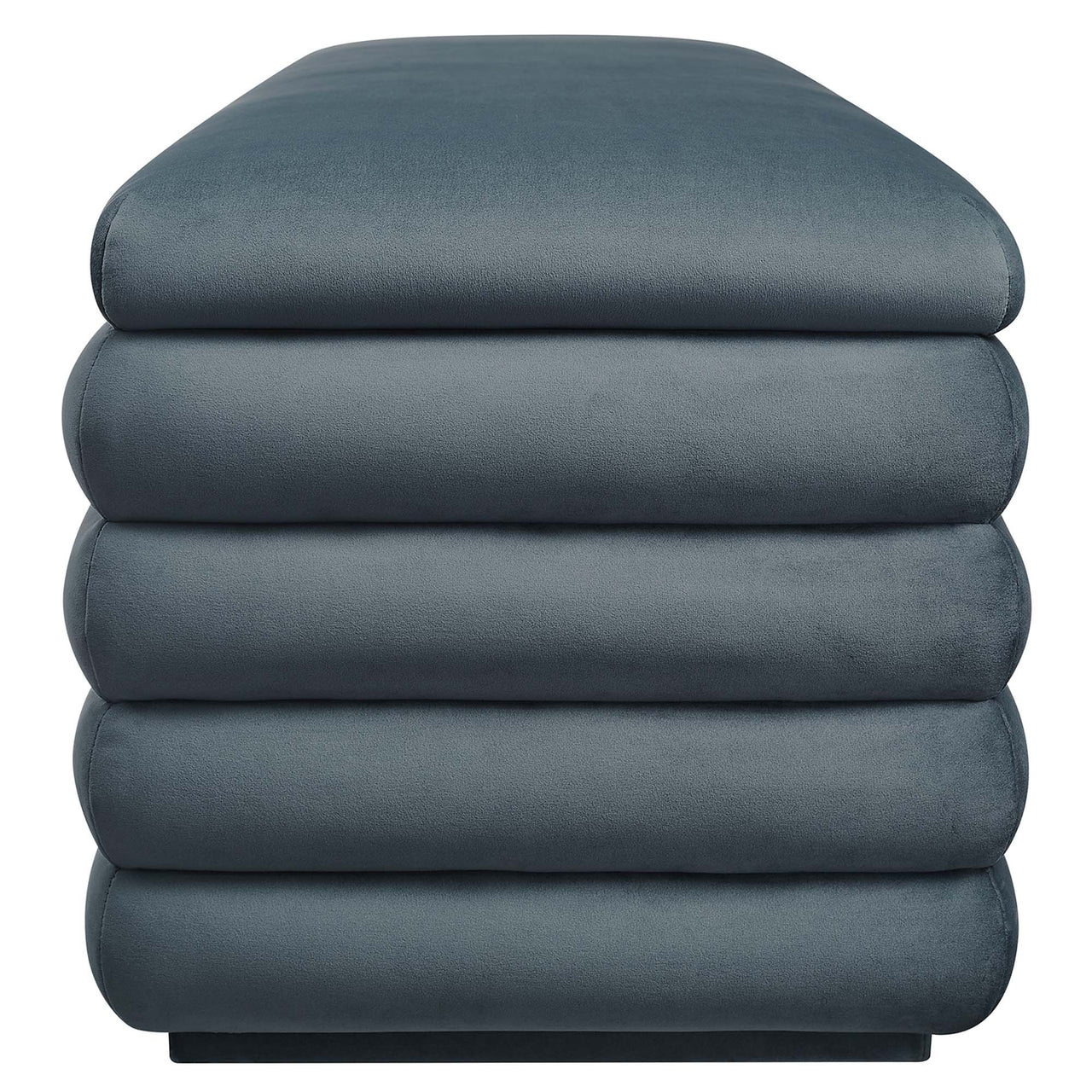 Stacked Upholstered Velvet Storage Bench, Slate