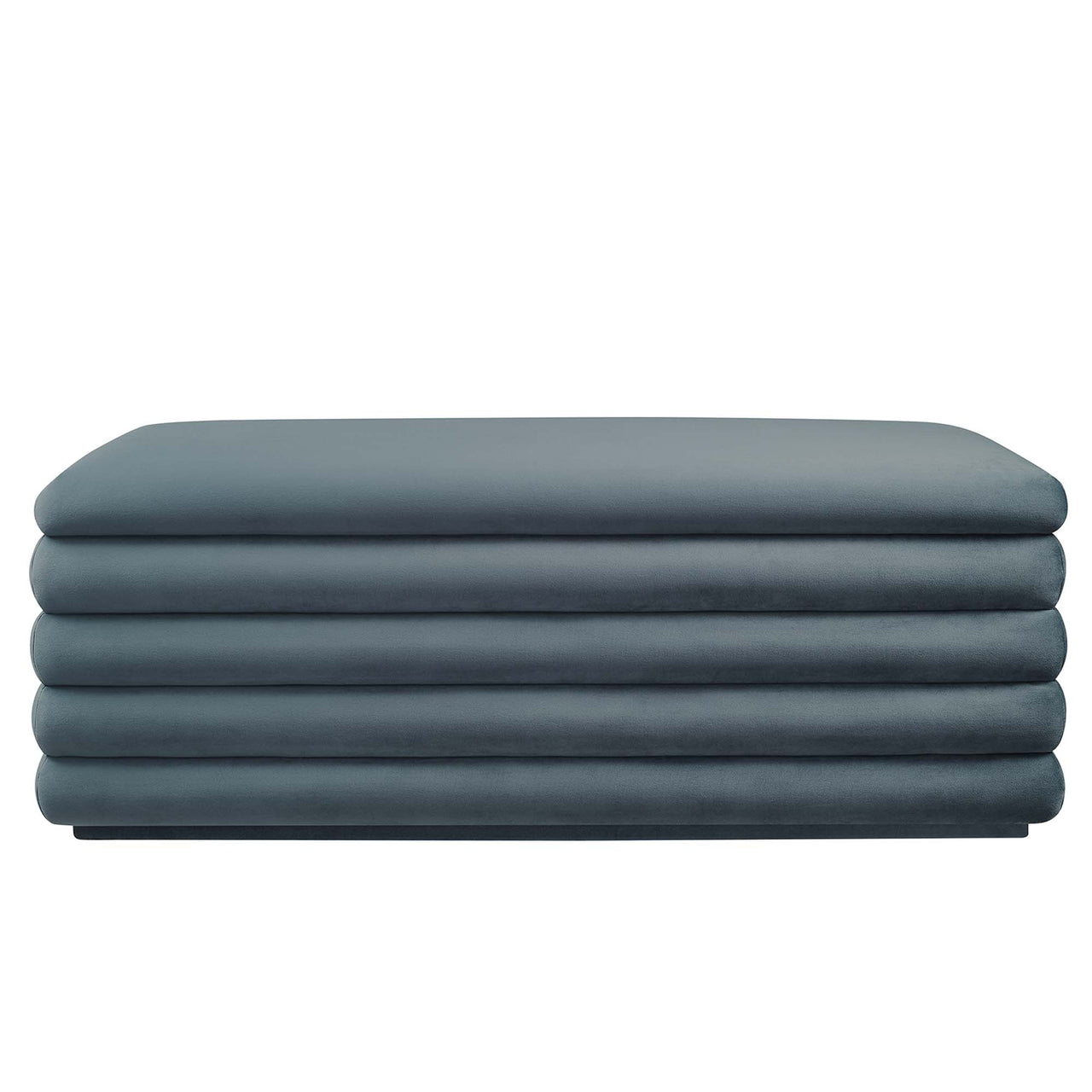 Stacked Upholstered Velvet Storage Bench, Slate