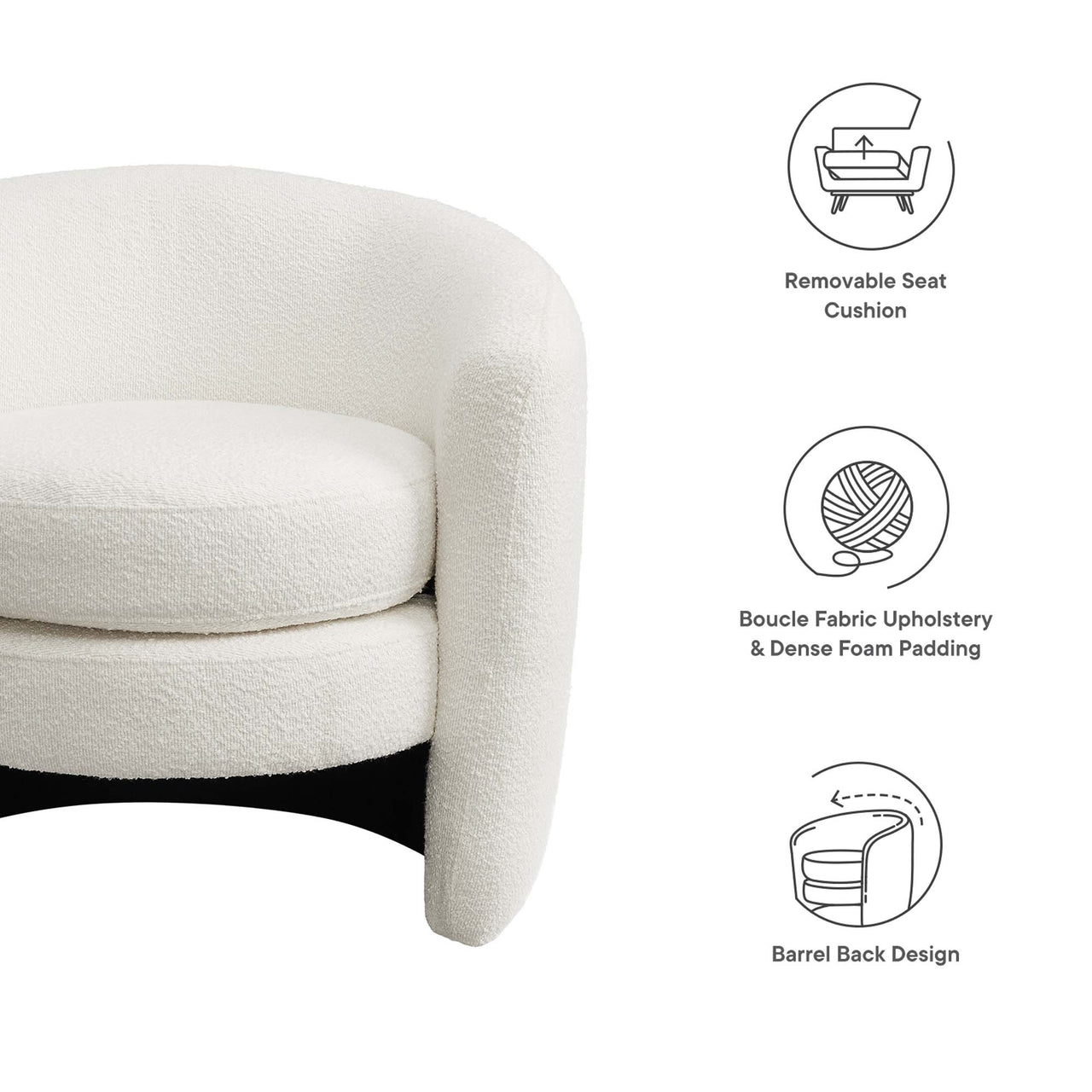 Attune Boucle Accent Chair, Ivory