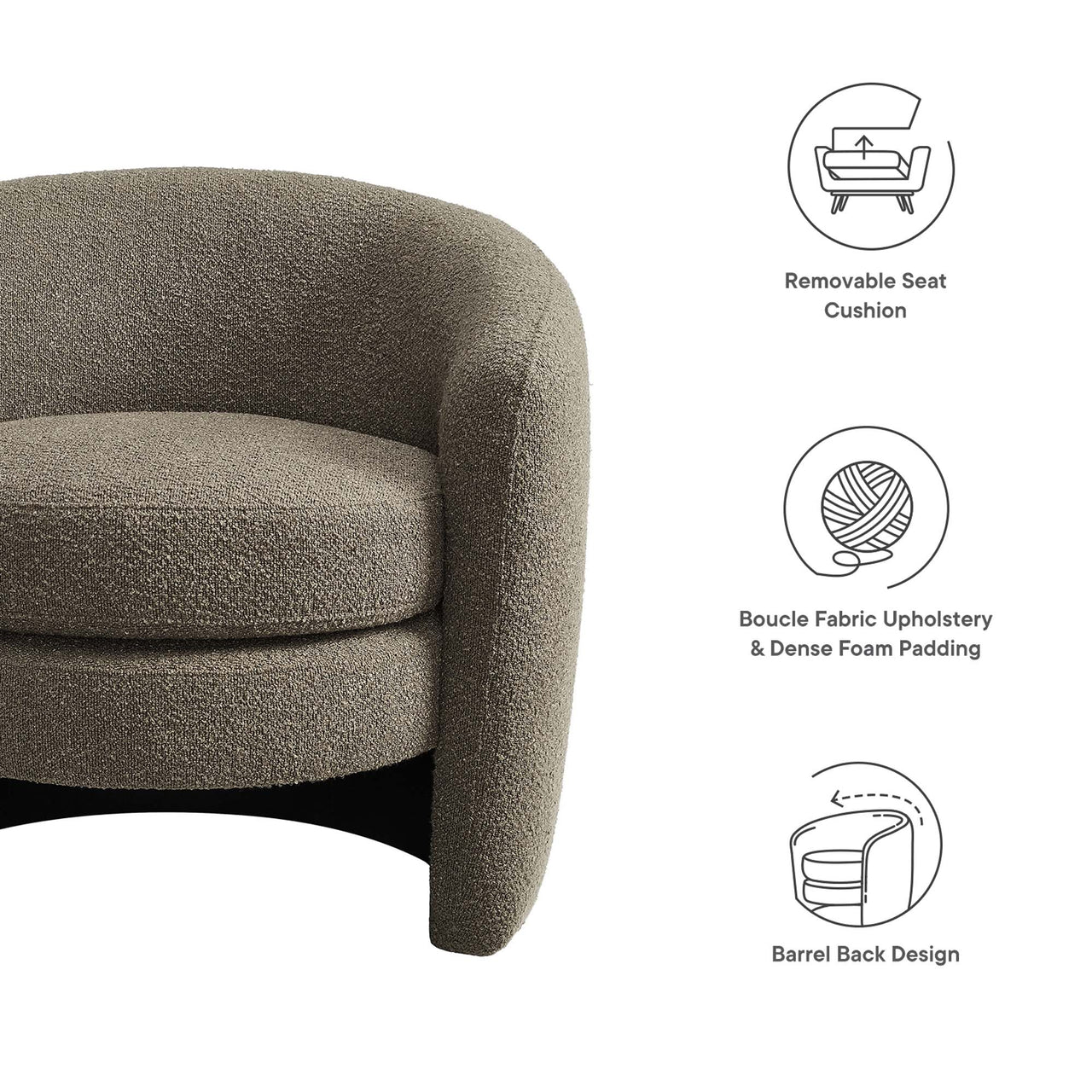 Attune Boucle Accent Chair, Pebble