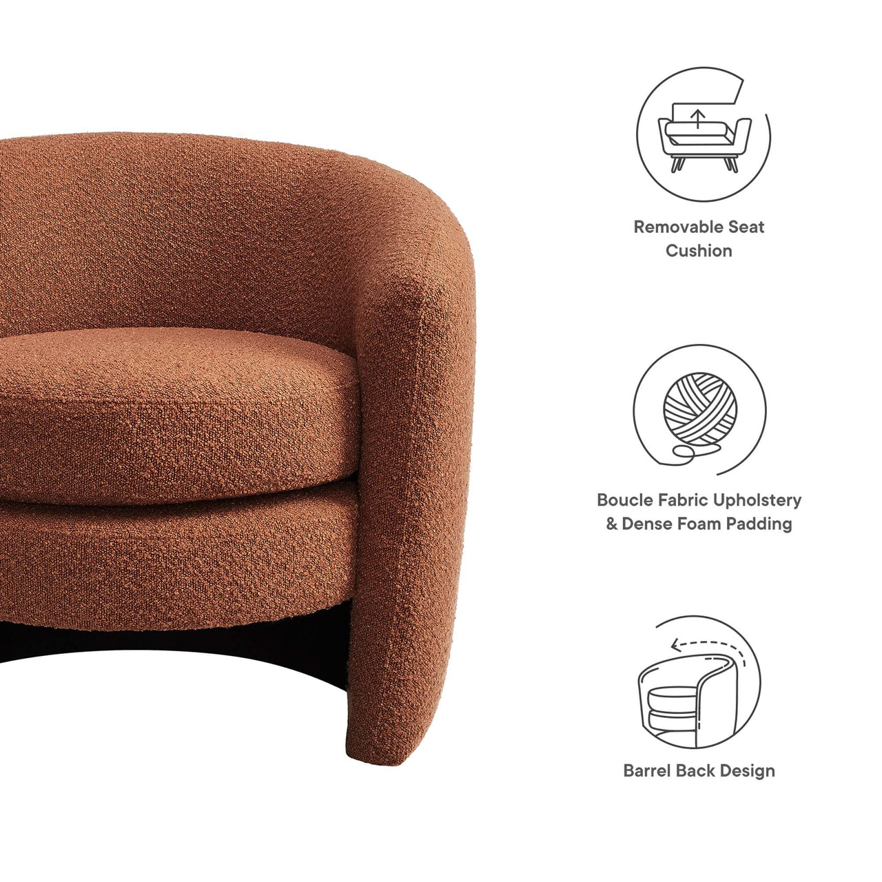 Attune Boucle Accent Chair, Terracotta
