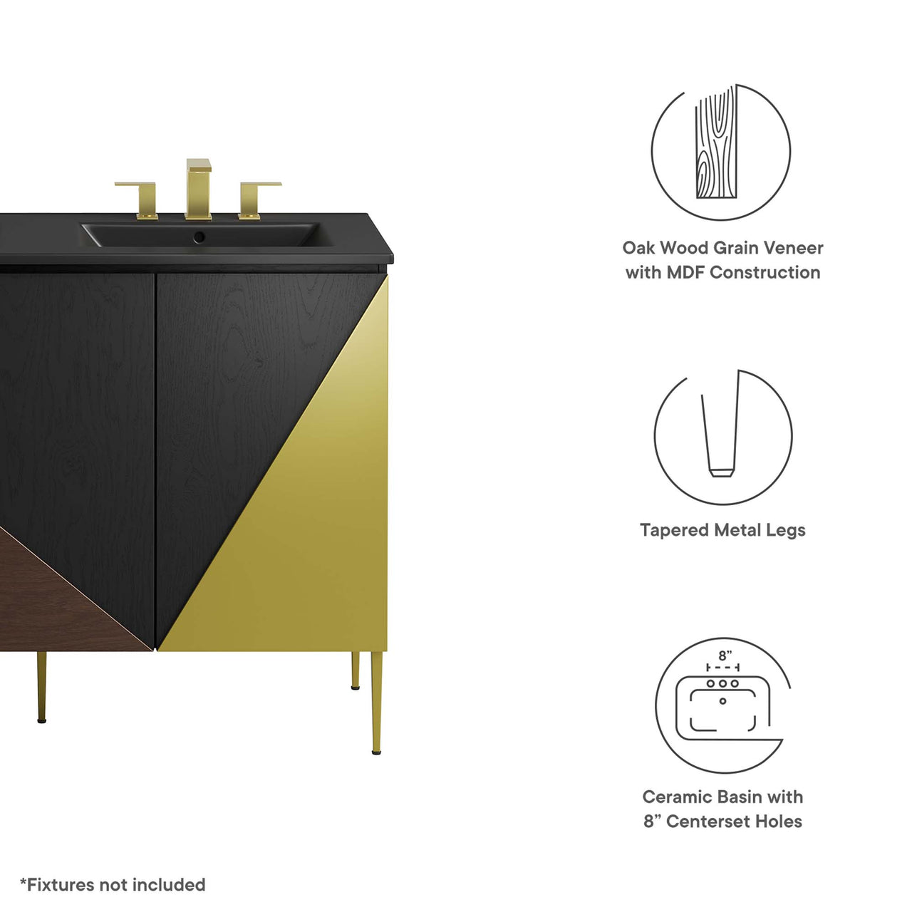 Auror Double Sink Vanity Unit, Extra Large, Black