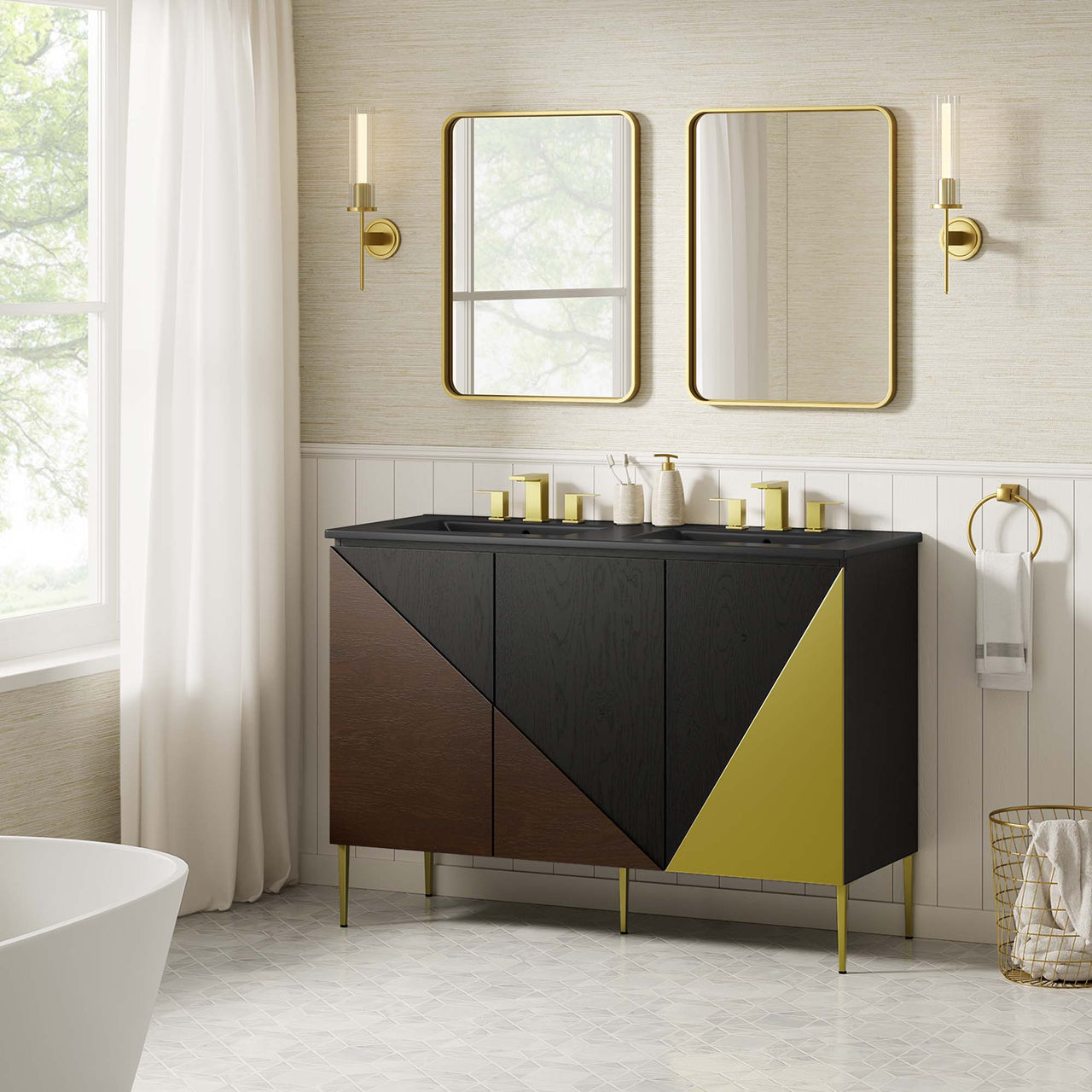 Auror Double Sink Vanity Unit, Extra Large, Black