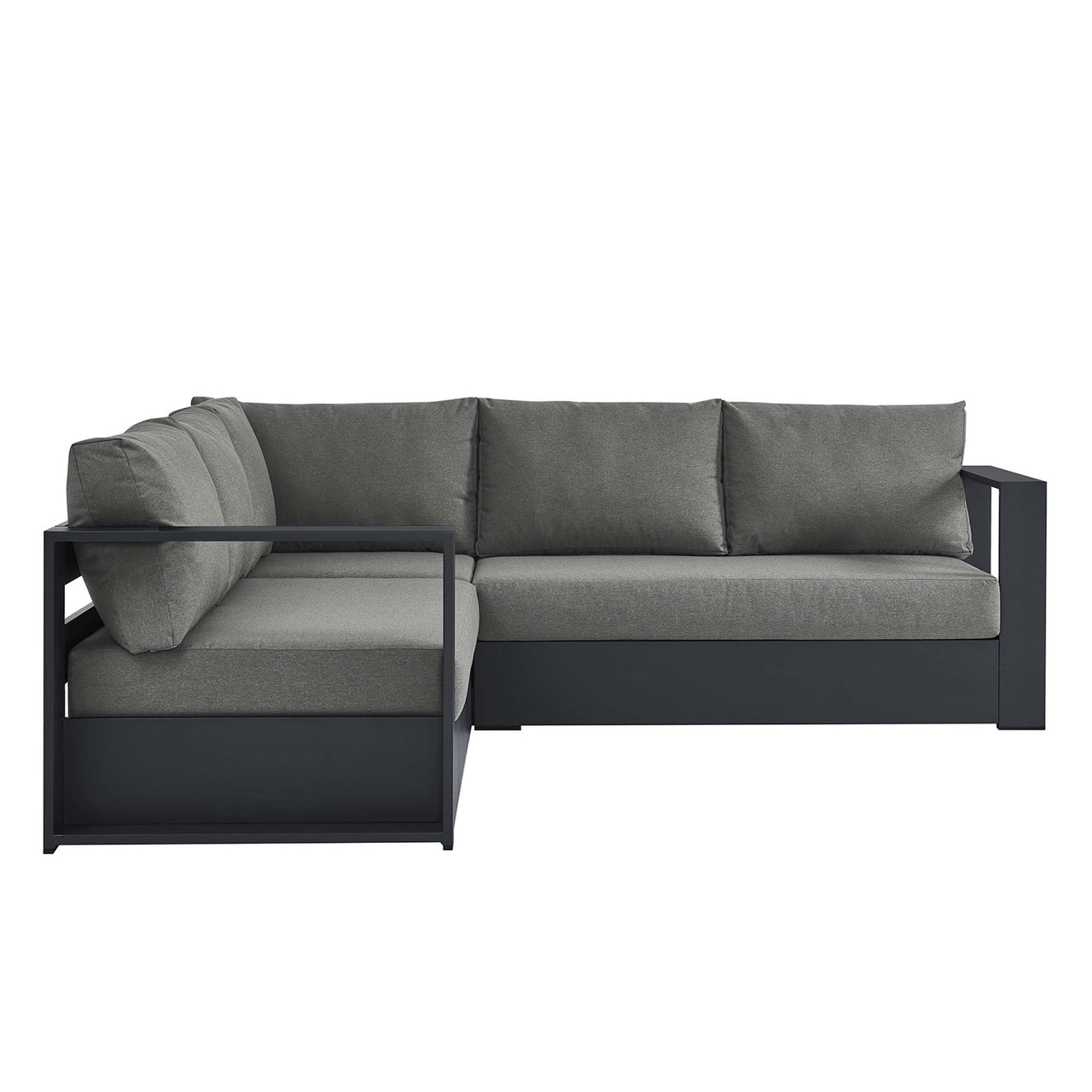 Tahlor 3-Piece Alfresco Powder-Coated Aluminum Sectional Sofa Set, Gray & Charcoal