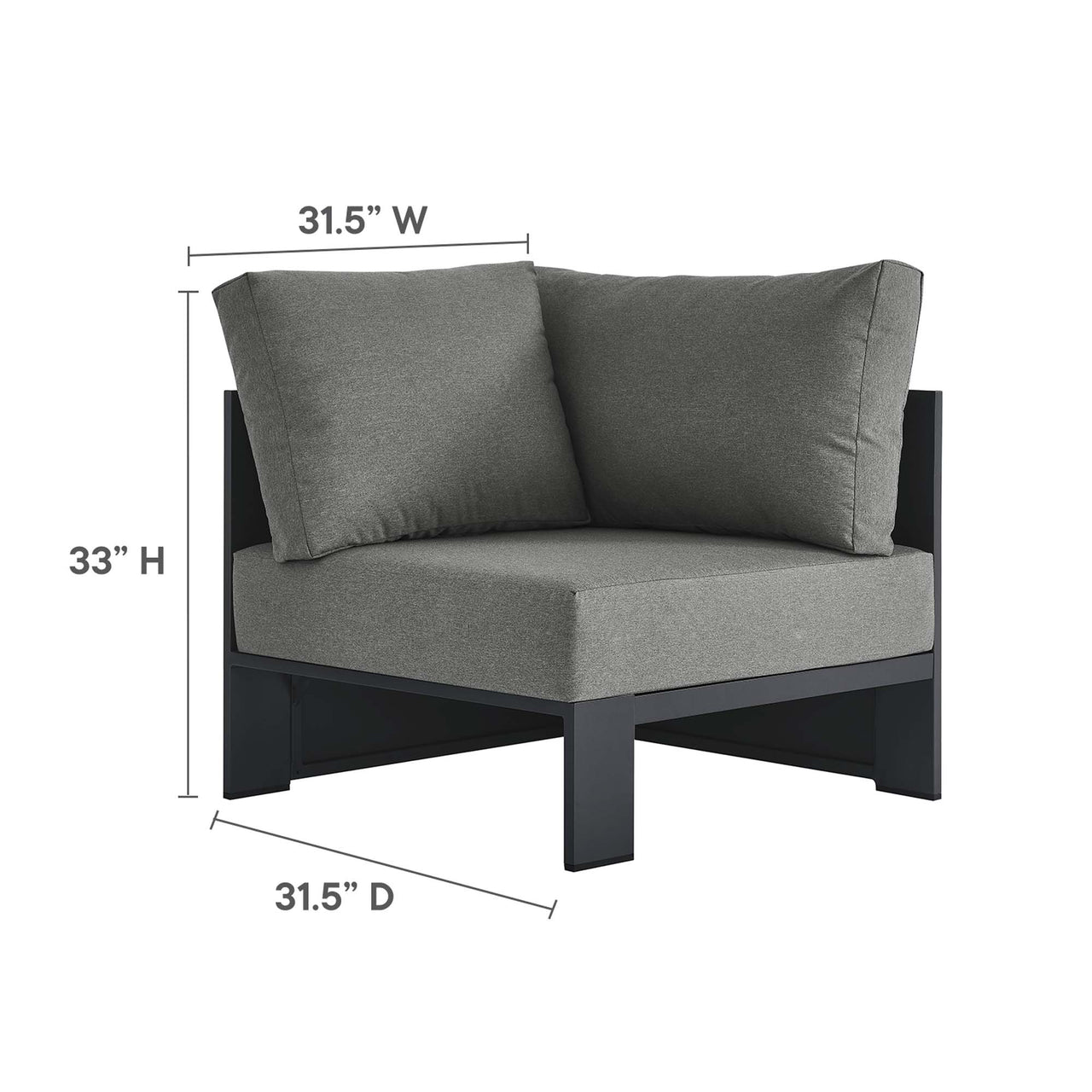 Tahlor 3-Piece Alfresco Powder-Coated Aluminum Sectional Sofa Set, Gray & Charcoal