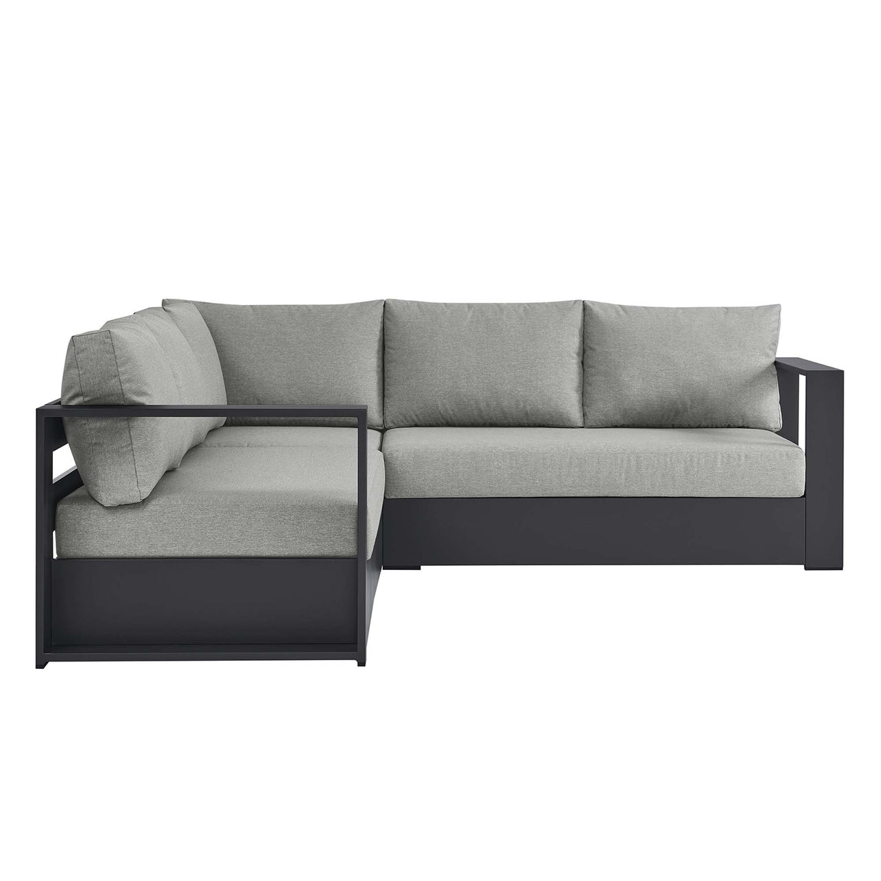 Tahlor 3-Piece Alfresco Powder-Coated Aluminum Sectional Sofa Set, Gray