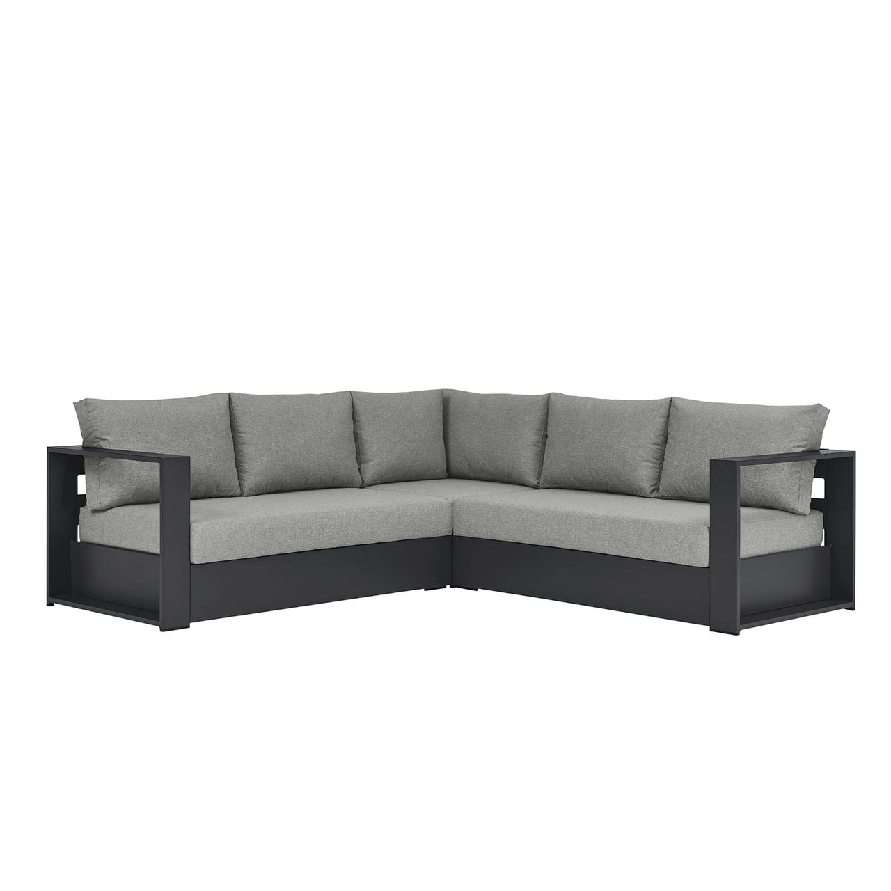 Tahlor 3-Piece Alfresco Powder-Coated Aluminum Sectional Sofa Set, Gray