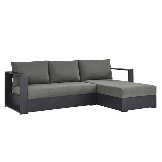 Tahlor 2-Piece Alfresco Powder-Coated Aluminum Right-Facing Chaise Sectional Sofa Set, Gray & Charcoal