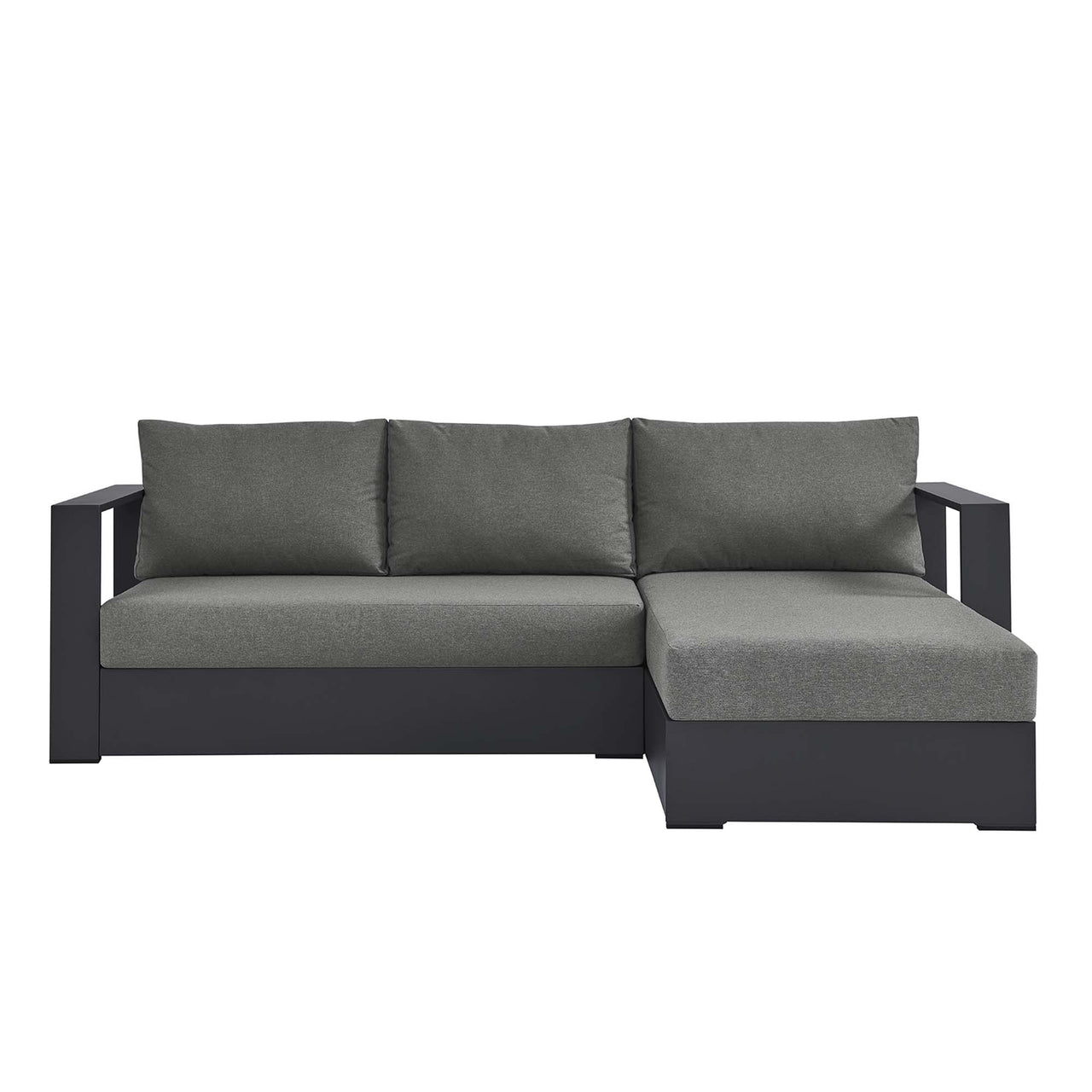 Tahlor 2-Piece Alfresco Powder-Coated Aluminum Right-Facing Chaise Sectional Sofa Set, Gray & Charcoal