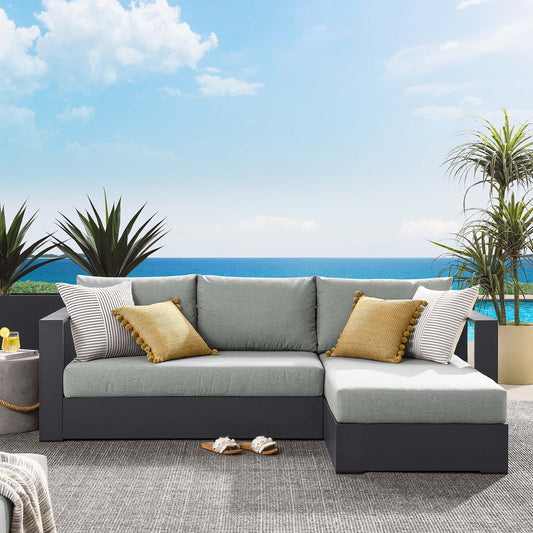 Tahlor 2-Piece Alfresco Powder-Coated Aluminum Right-Facing Chaise Sectional Sofa Set, Gray