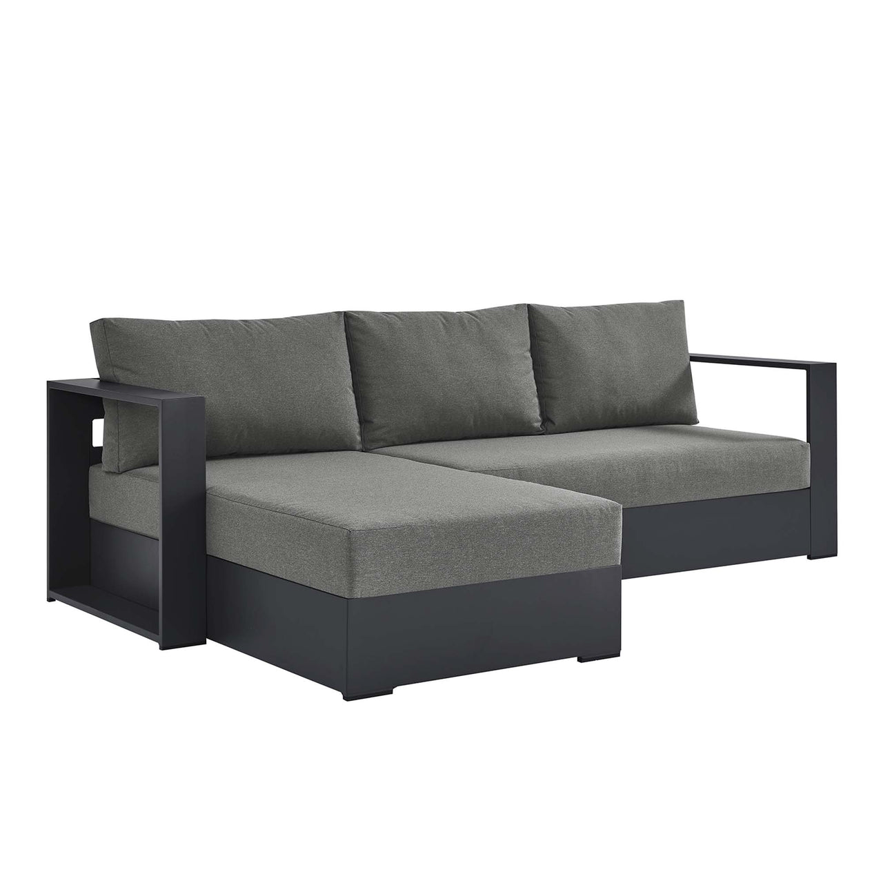 Tahlor 2-Piece Alfresco Powder-Coated Aluminum Left-Facing Chaise Sectional Sofa Set, Gray & Charcoal