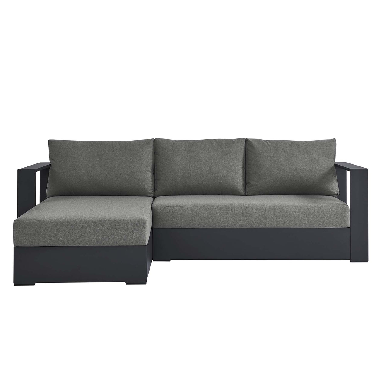 Tahlor 2-Piece Alfresco Powder-Coated Aluminum Left-Facing Chaise Sectional Sofa Set, Gray & Charcoal