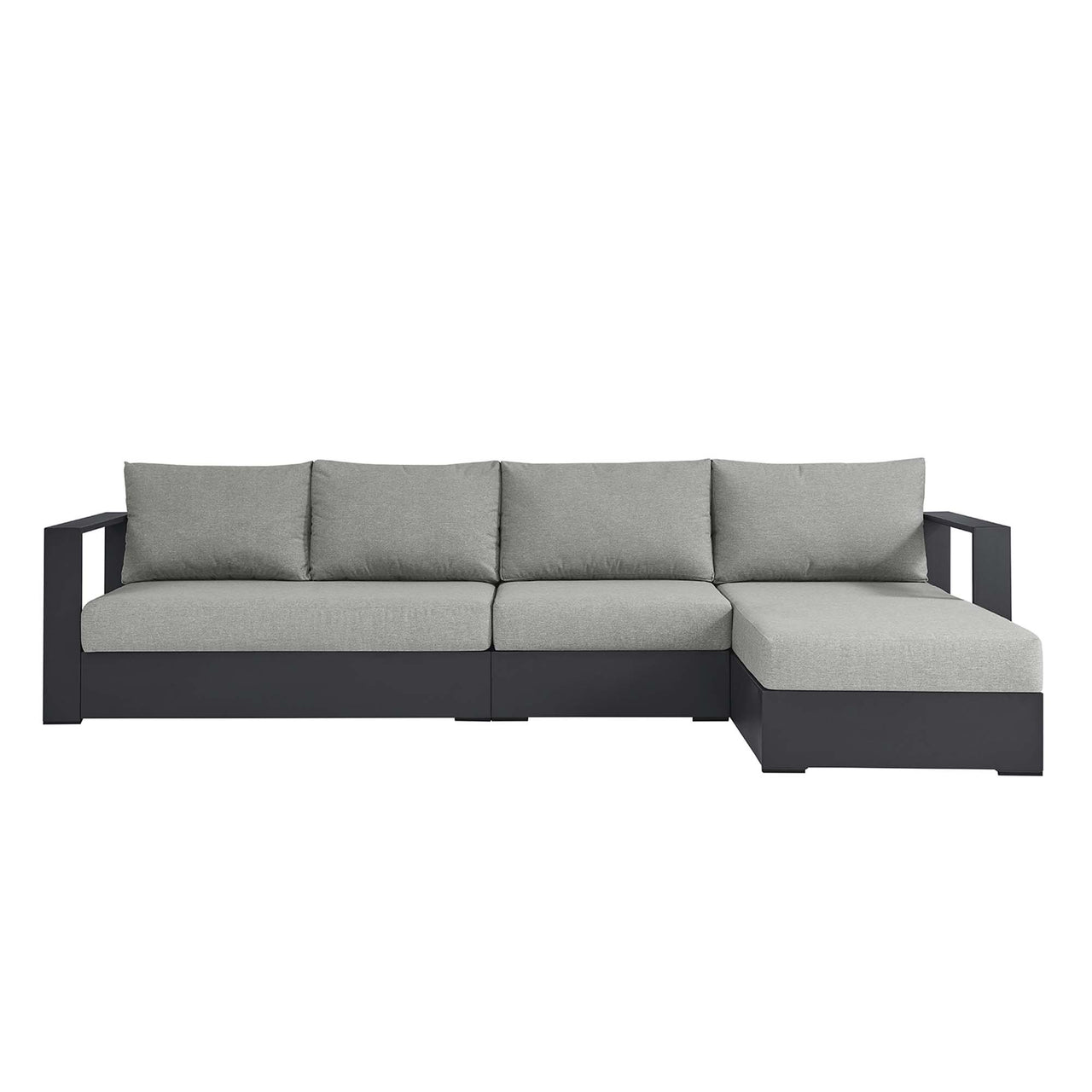 Tahlor 3-Piece Alfresco Powder-Coated Aluminum Right-Facing Chaise Sectional Sofa Set, Gray