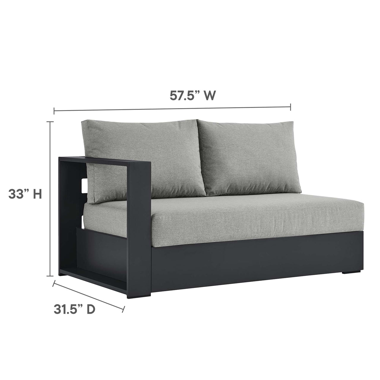 Tahlor 3-Piece Alfresco Powder-Coated Aluminum Right-Facing Chaise Sectional Sofa Set, Gray