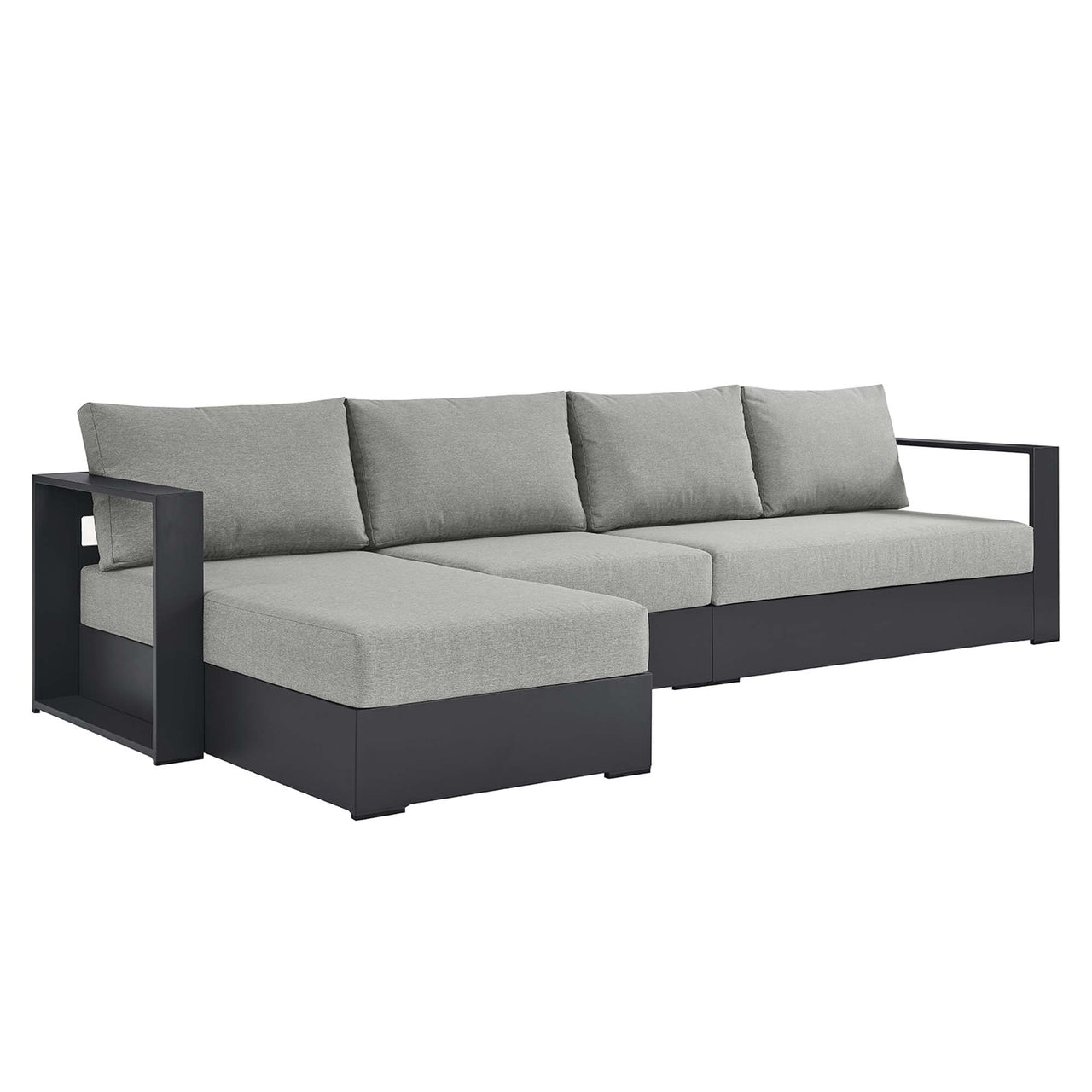 Tahlor 3-Piece Alfresco Powder-Coated Aluminum Left-Facing Chaise Sectional Sofa Set, Gray