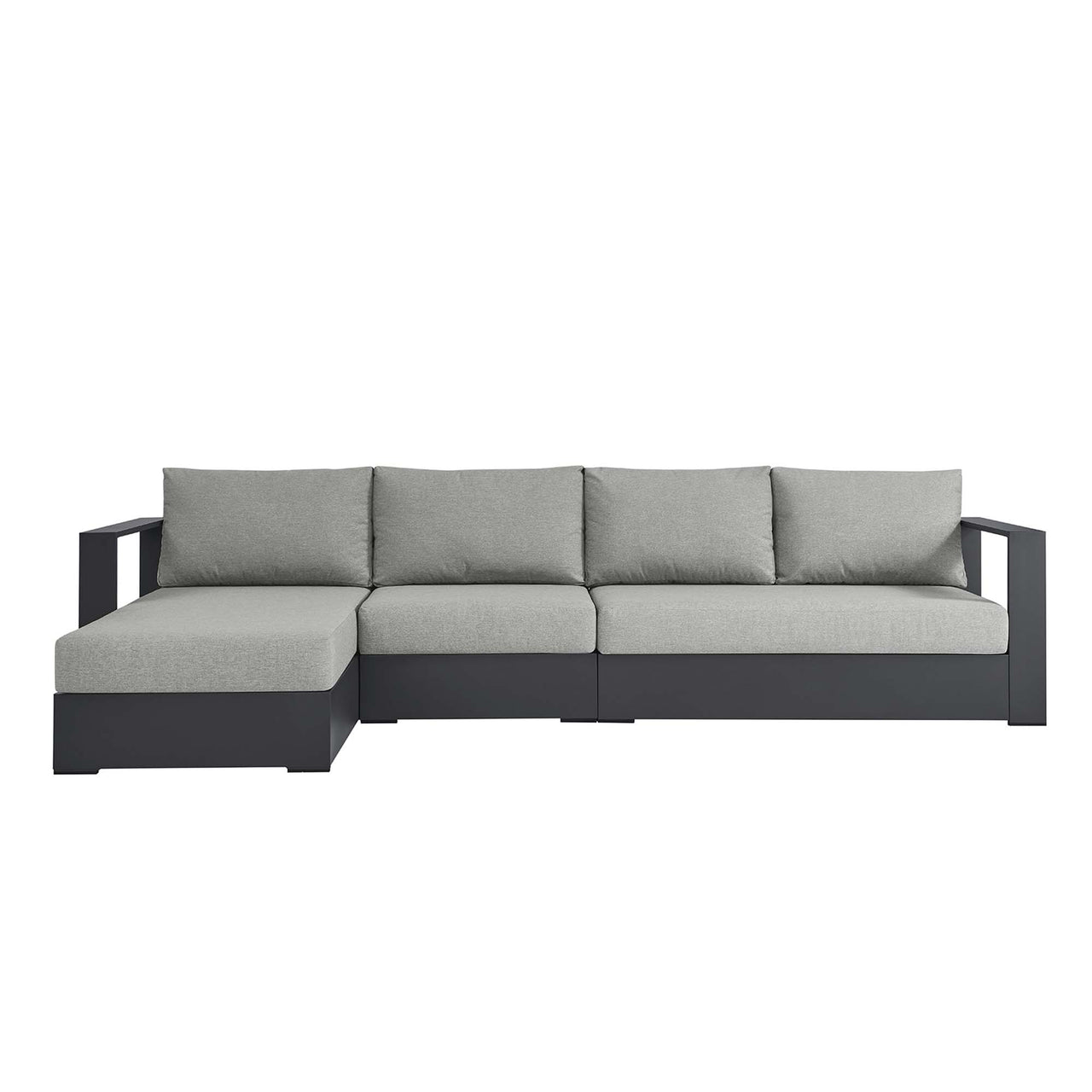 Tahlor 3-Piece Alfresco Powder-Coated Aluminum Left-Facing Chaise Sectional Sofa Set, Gray