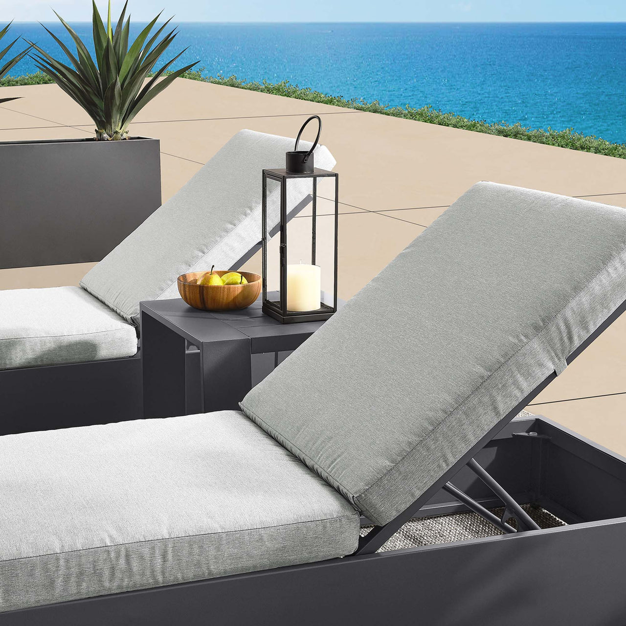Tahlor 3-Piece Alfresco Powder-Coated Aluminum Chaise Lounge Set, Gray