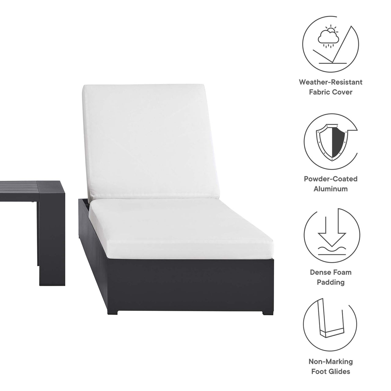 Tahlor 3-Piece Alfresco Powder-Coated Aluminum Chaise Lounge Set, Gray & White