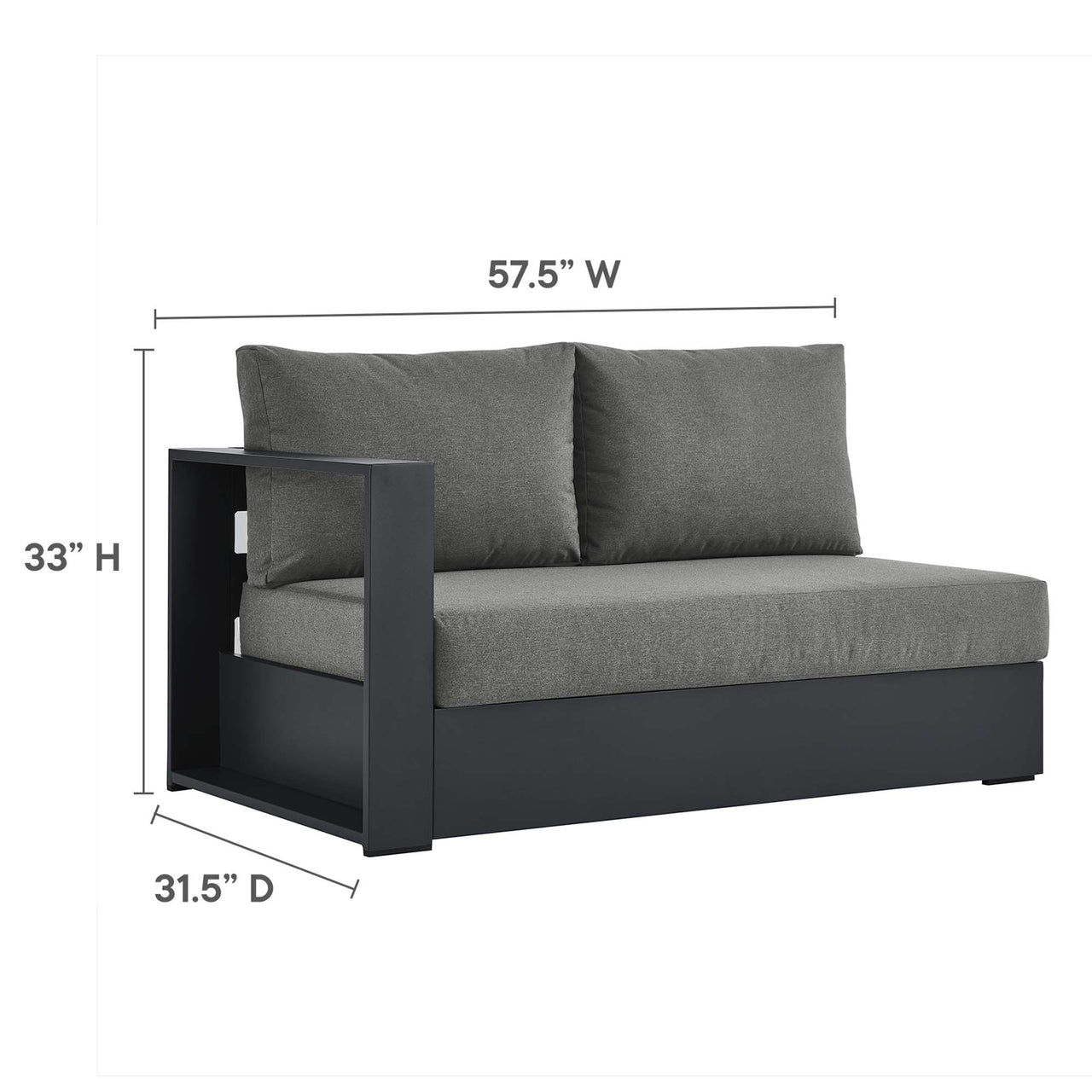 Tahlor 5-Piece Alfresco Powder-Coated Aluminum Sectional Sofa Set, Gray & Charcoal