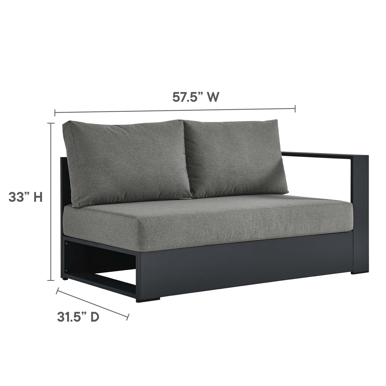 Tahlor 5-Piece Alfresco Powder-Coated Aluminum Sectional Sofa Set, Gray & Charcoal