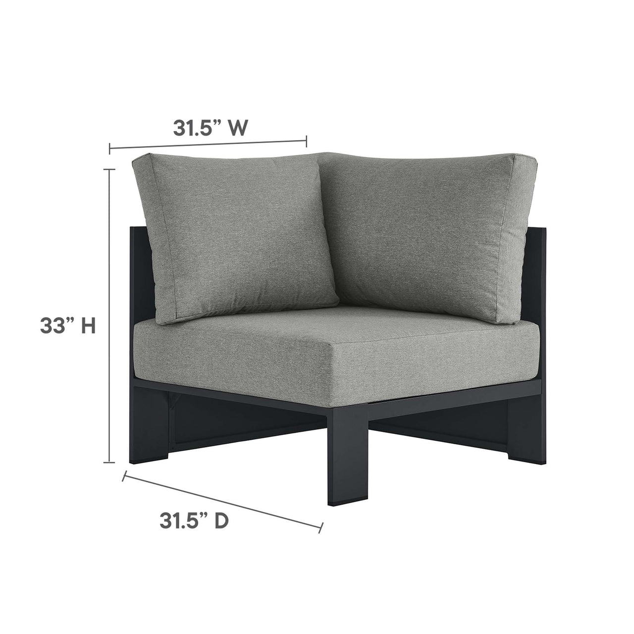 Tahlor 5-Piece Alfresco Powder-Coated Aluminum Sectional Sofa Set, Gray