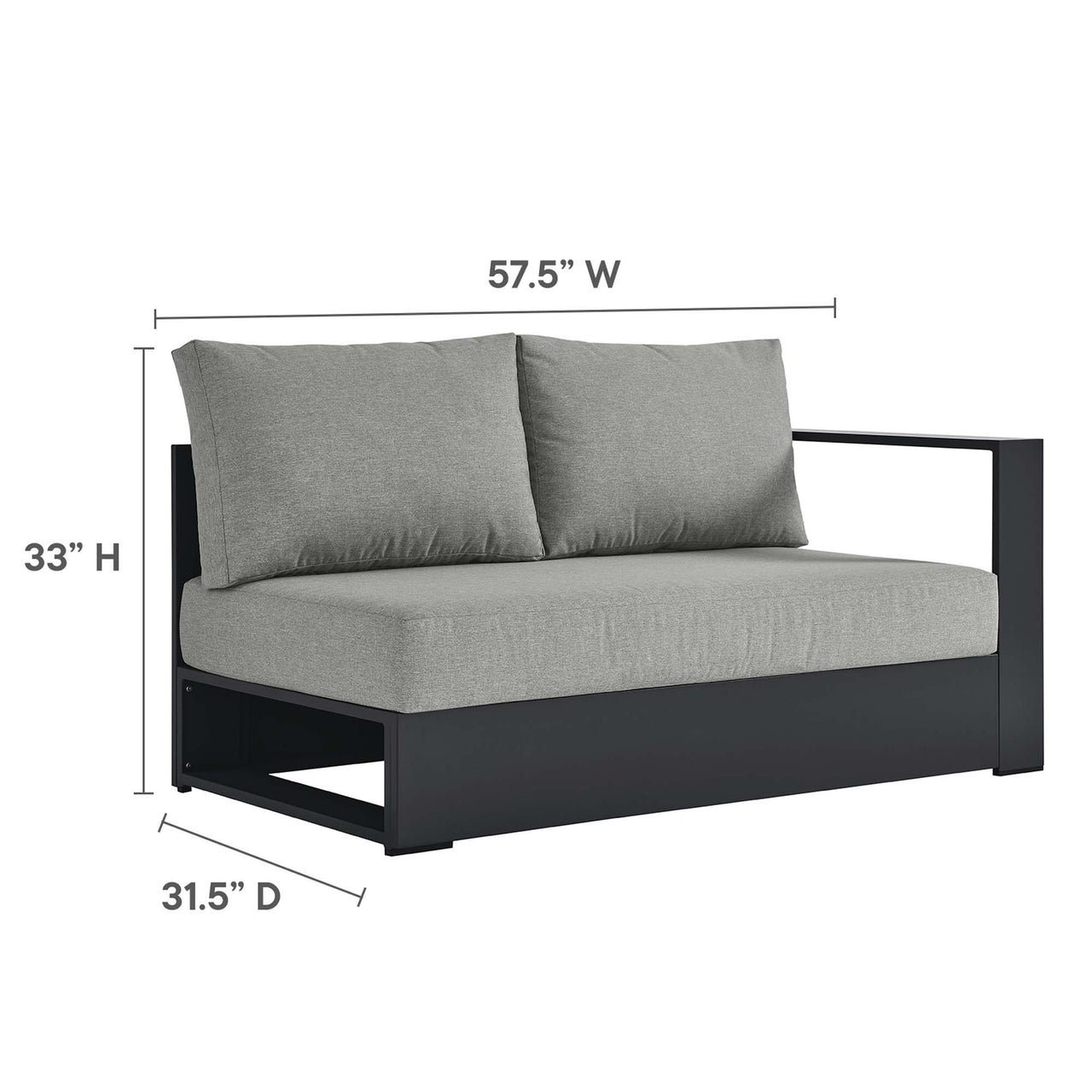 Tahlor 5-Piece Alfresco Powder-Coated Aluminum Sectional Sofa Set, Gray