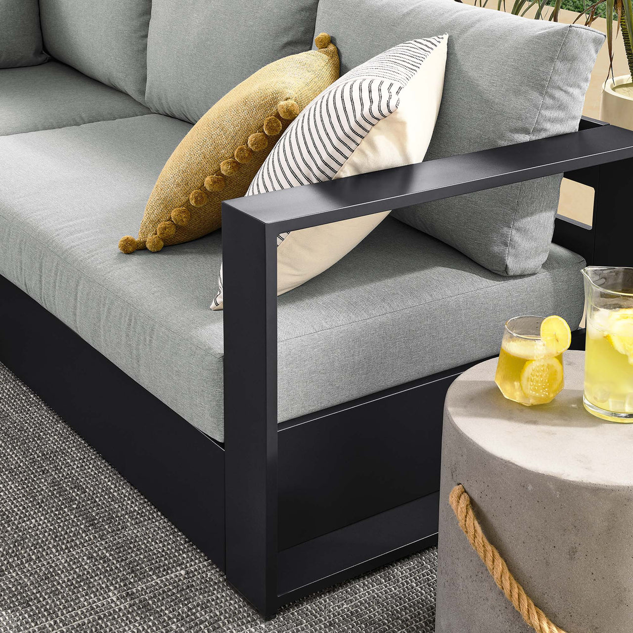 Tahlor 5-Piece Alfresco Powder-Coated Aluminum Sectional Sofa Set, Gray