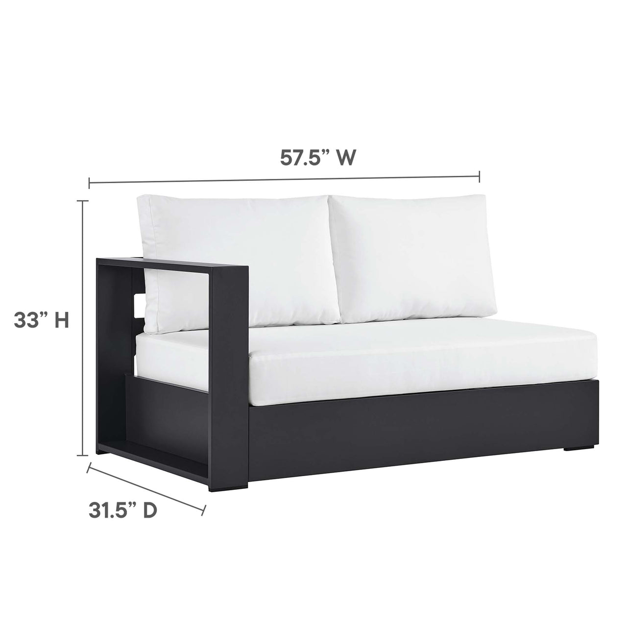 Tahlor 5-Piece Alfresco Powder-Coated Aluminum Sectional Sofa Set, Gray & White