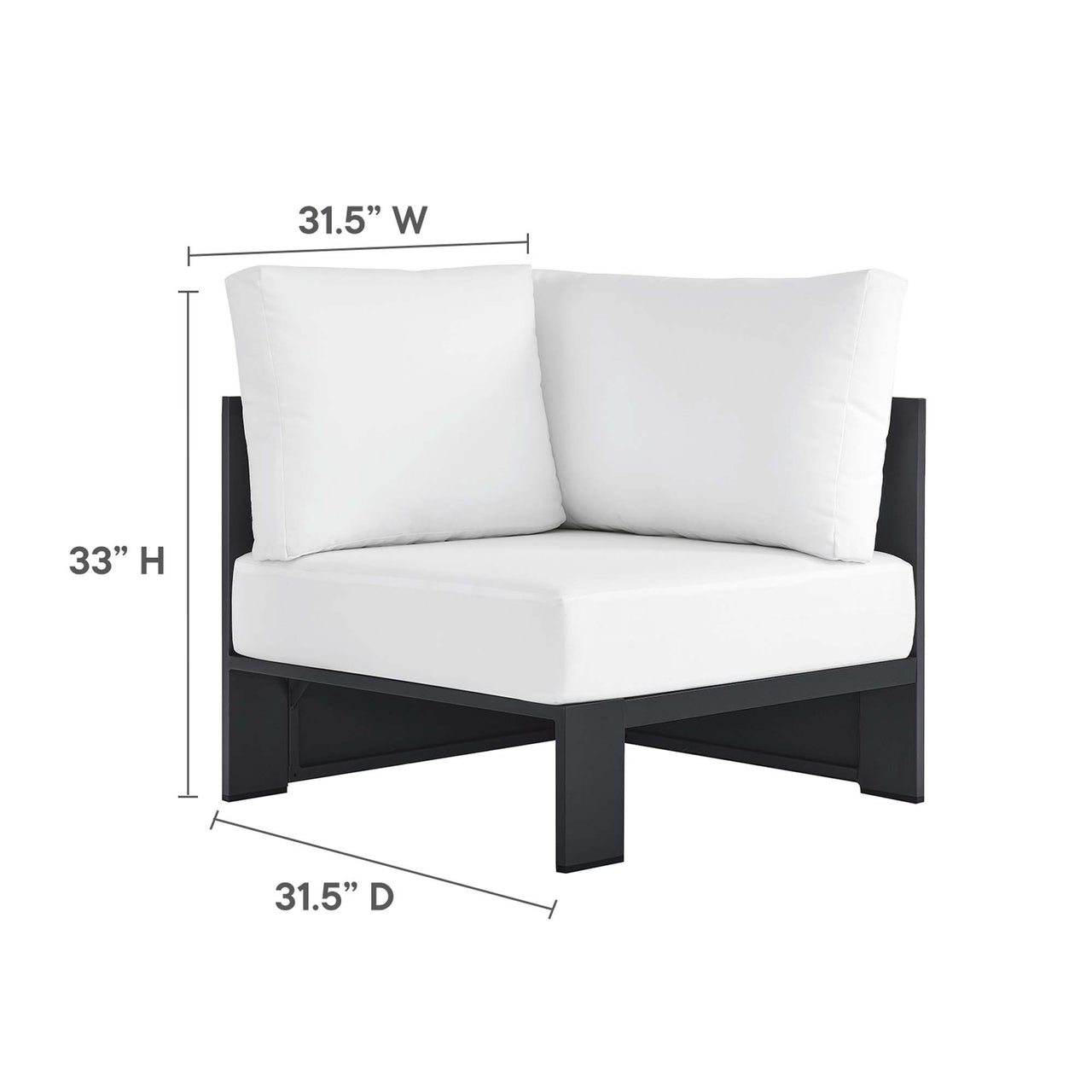 Tahlor 5-Piece Alfresco Powder-Coated Aluminum Sectional Sofa Set, Gray & White