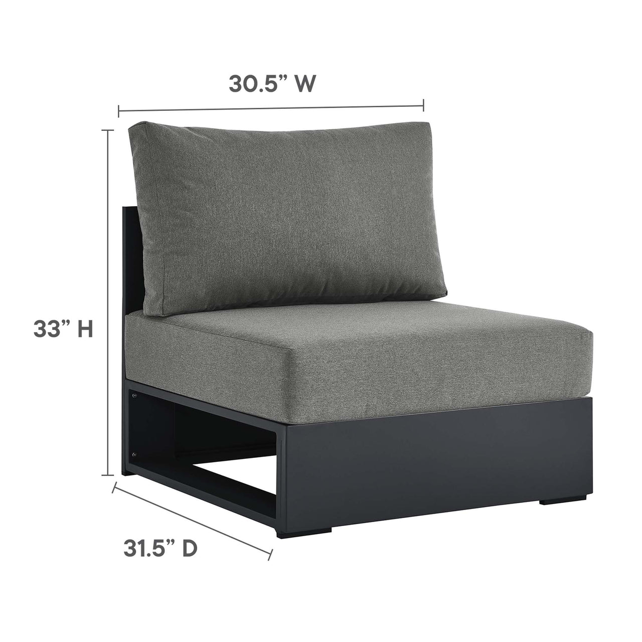 Tahlor 4-Piece Alfresco Powder-Coated Aluminum Sectional Sofa Set, Gray & Charcoal