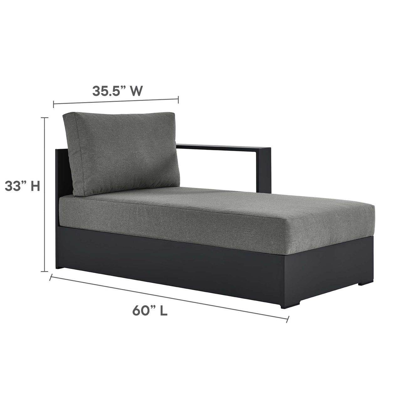 Tahlor 4-Piece Alfresco Powder-Coated Aluminum Sectional Sofa Set, Gray & Charcoal