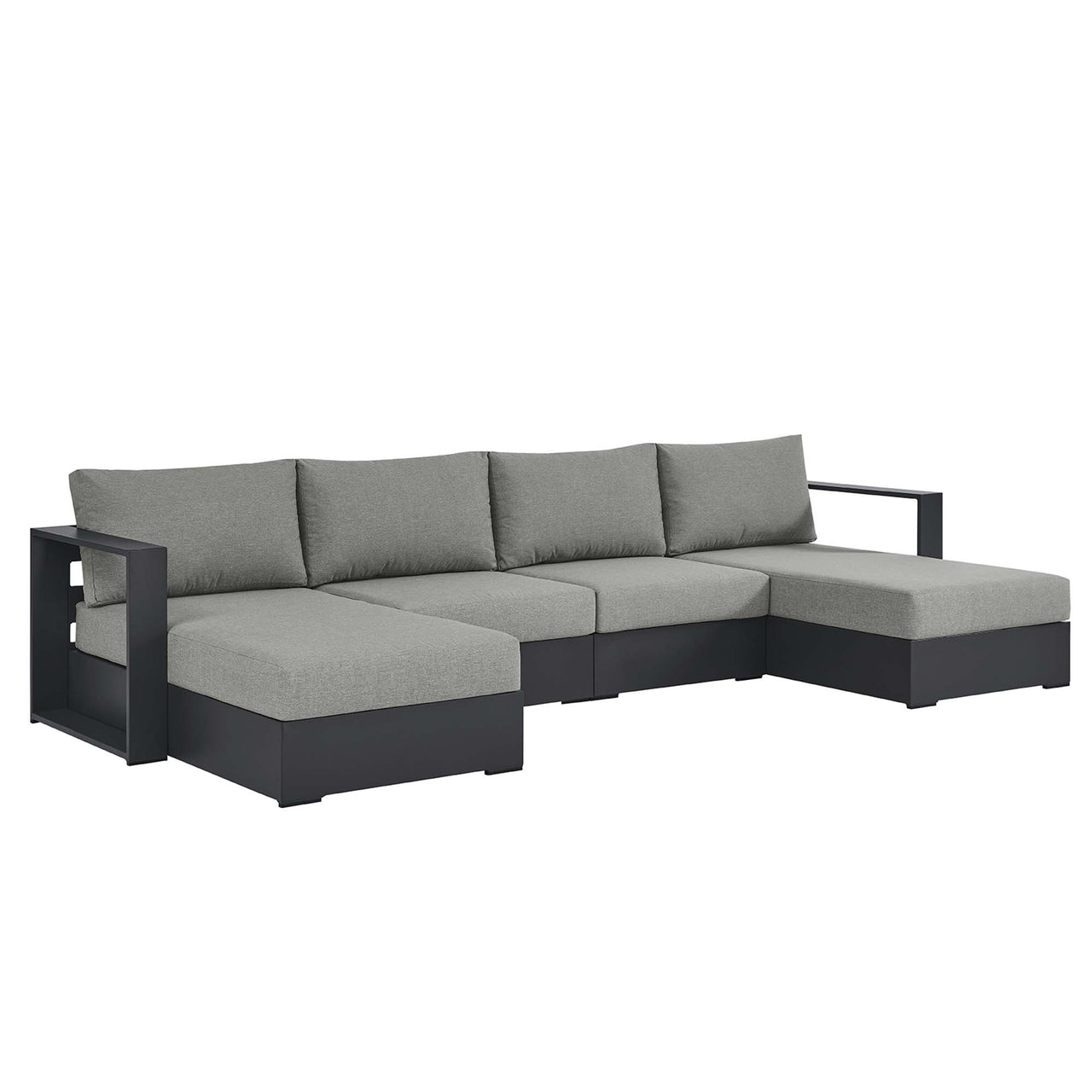 Tahlor 4-Piece Alfresco Powder-Coated Aluminum Sectional Sofa Set, Gray