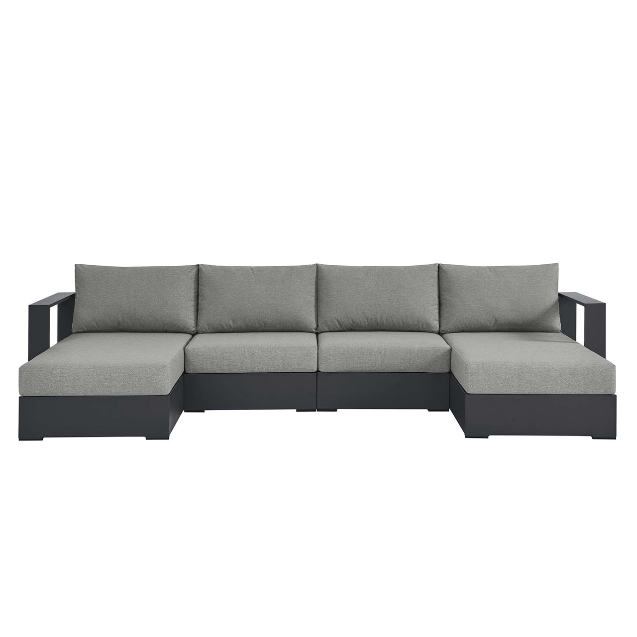 Tahlor 4-Piece Alfresco Powder-Coated Aluminum Sectional Sofa Set, Gray
