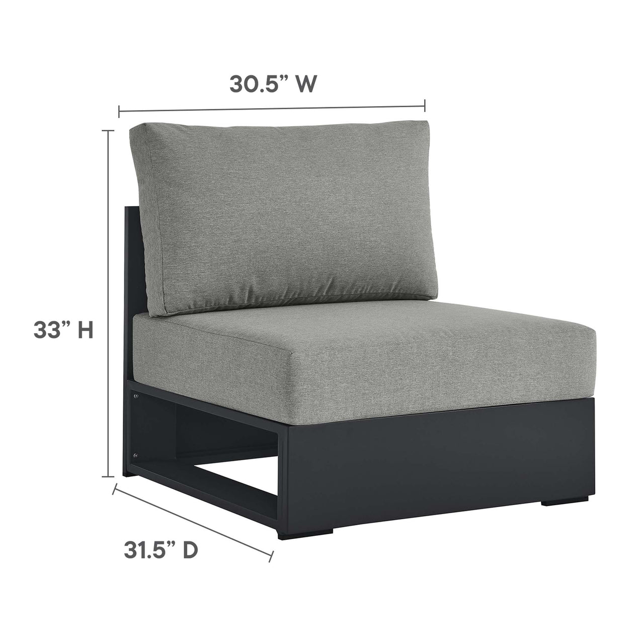 Tahlor 4-Piece Alfresco Powder-Coated Aluminum Sectional Sofa Set, Gray