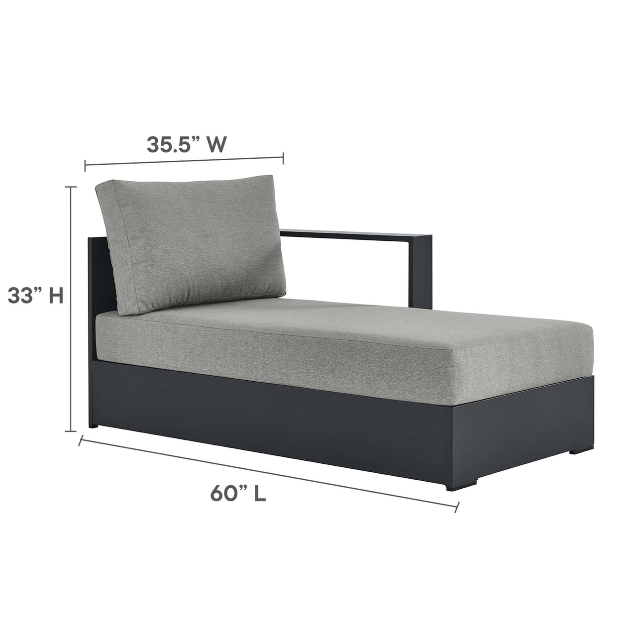 Tahlor 4-Piece Alfresco Powder-Coated Aluminum Sectional Sofa Set, Gray