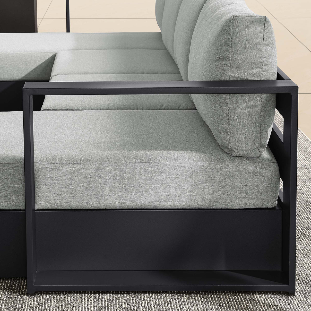 Tahlor 4-Piece Alfresco Powder-Coated Aluminum Sectional Sofa Set, Gray
