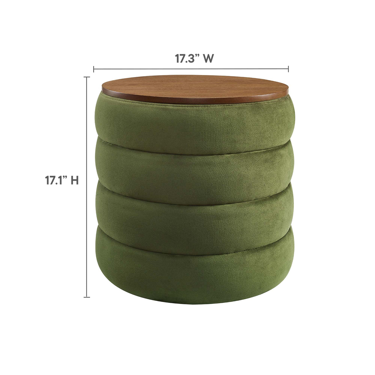 Stacked Round Velvet Storage Ottoman, Basil