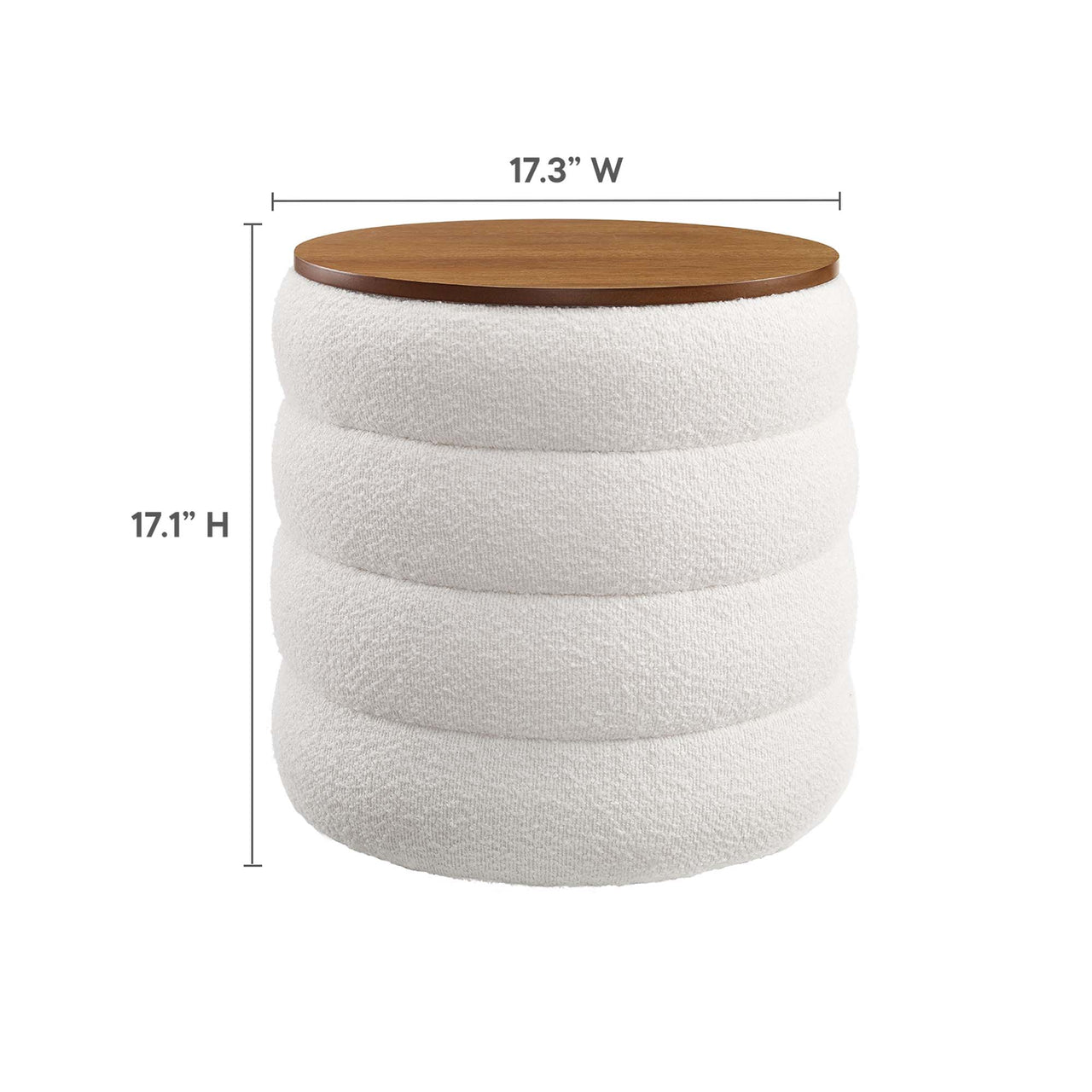 Stacked Round Boucle Storage Ottoman, Ivory