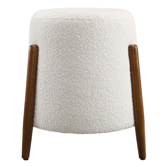 Riven Upholstered Boucle Fabric Ottoman, Cloud
