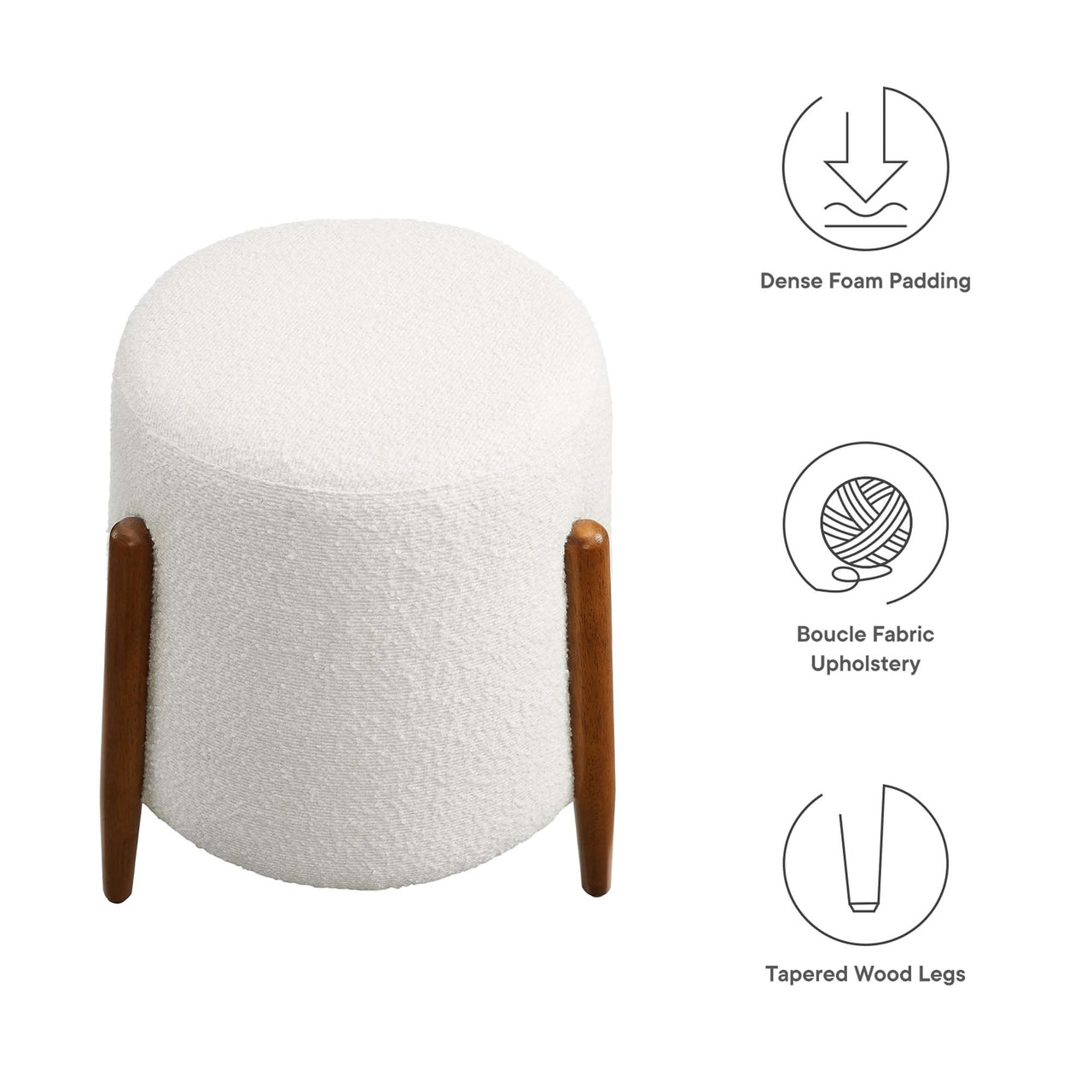 Cyravyn Boucle Ottoman, Ivory
