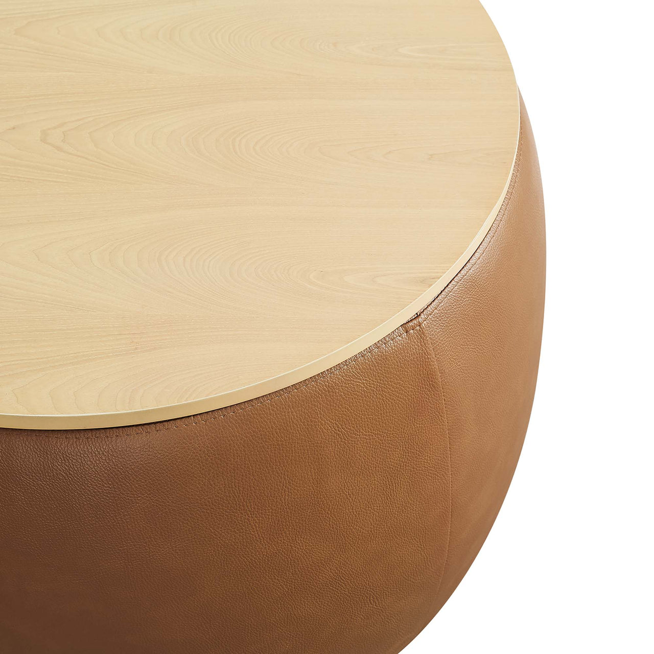 Drum Eco-Leather Storage Ottoman, Tan