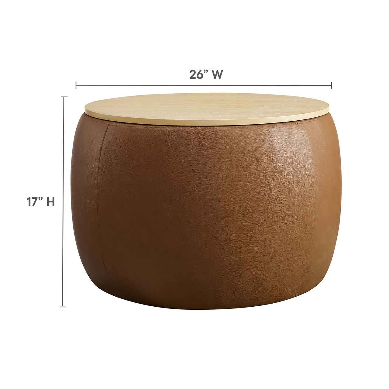 Drum Eco-Leather Storage Ottoman, Tan