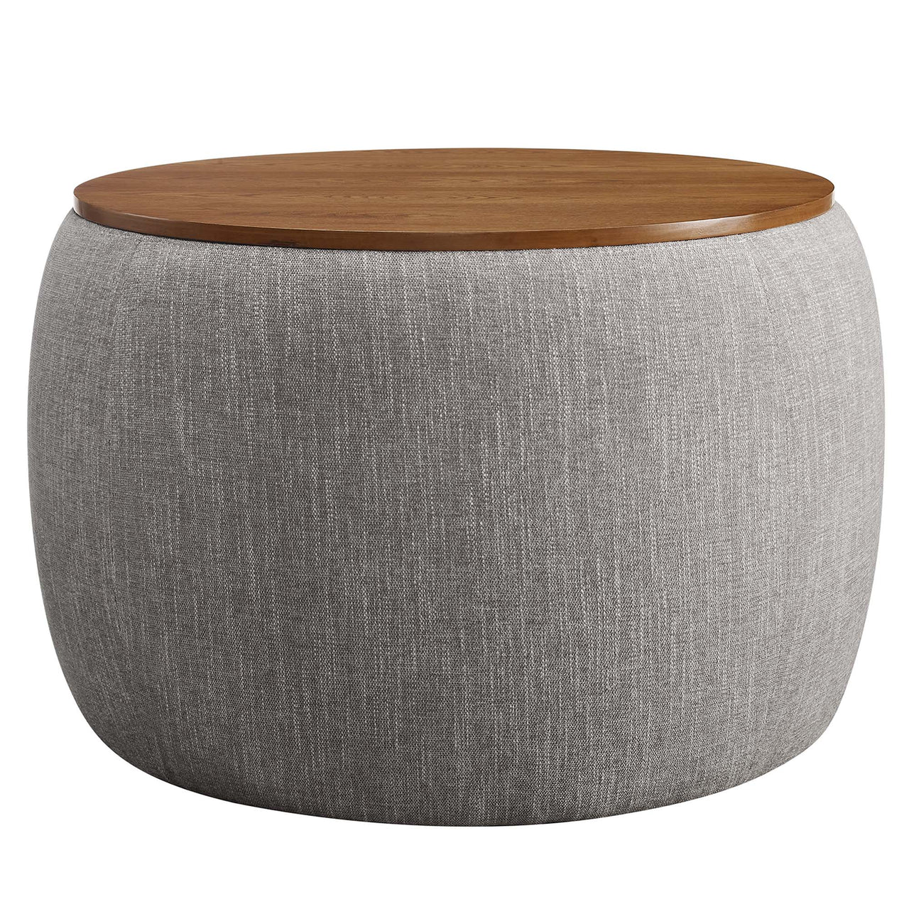 Perla Woven Heathered Fabric Upholstered Storage Ottoman, Heathered Weave Wheat