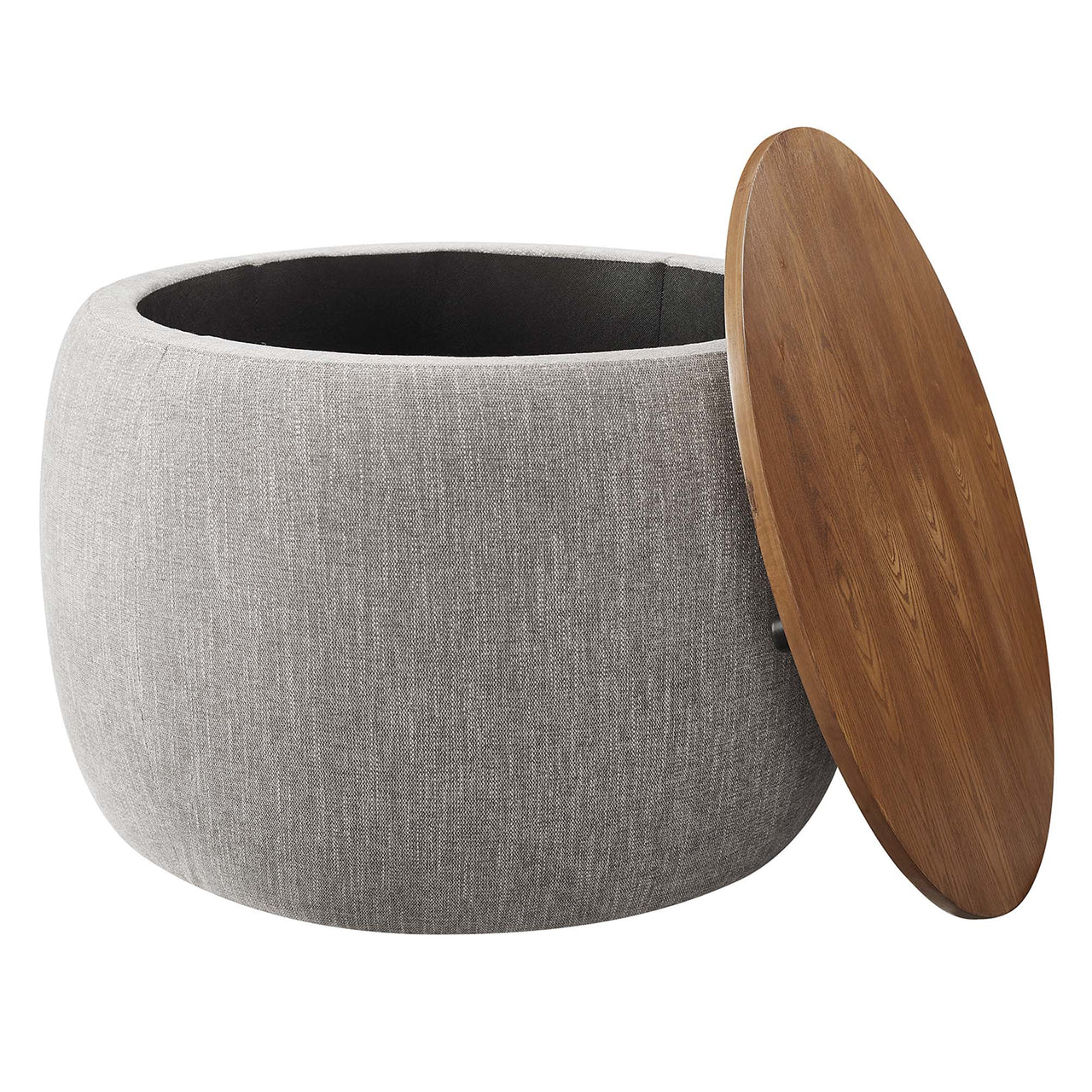 Perla Woven Heathered Fabric Upholstered Storage Ottoman, Heathered Weave Wheat