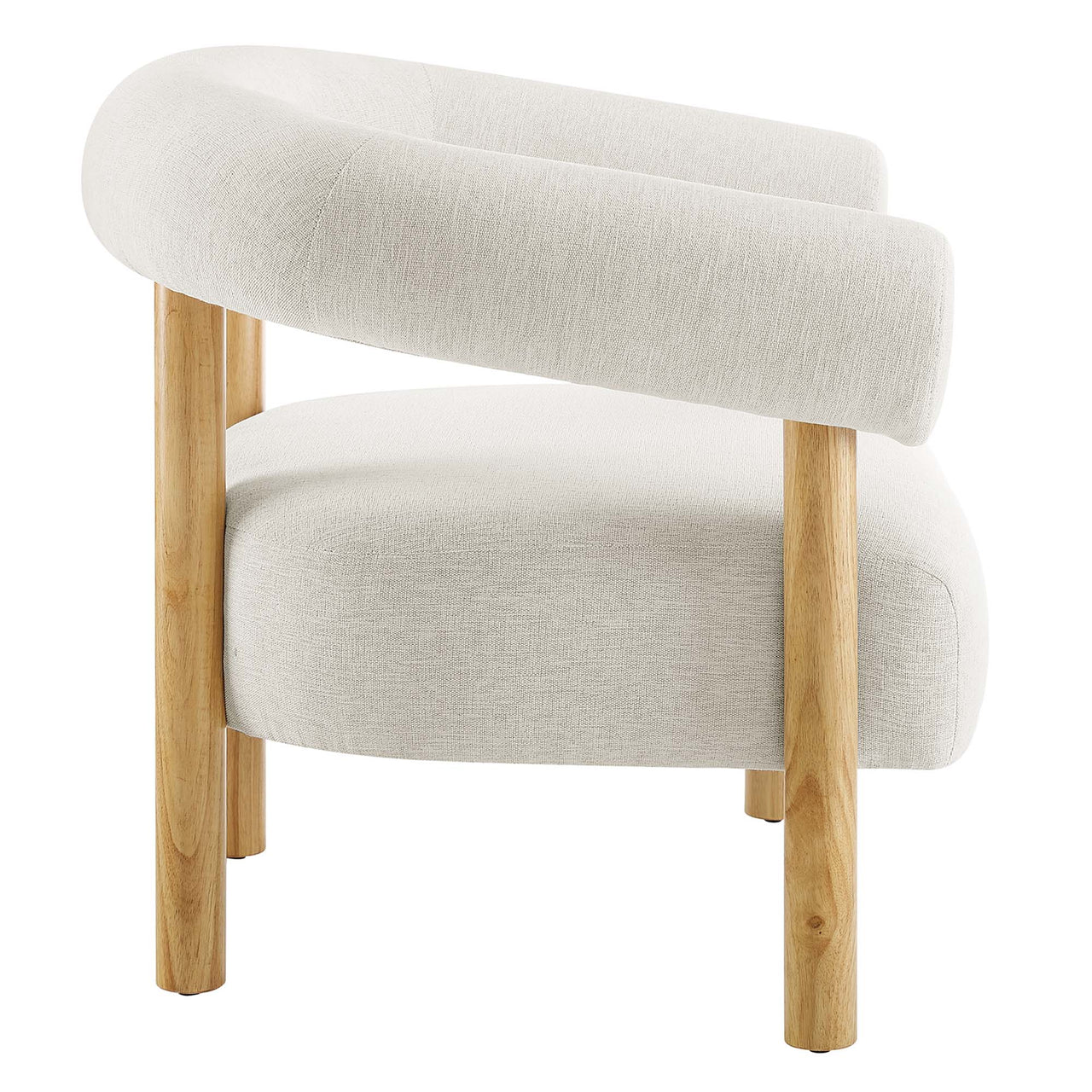 Feynelle Fabric Accent Chair, Ivory & Natural Wood