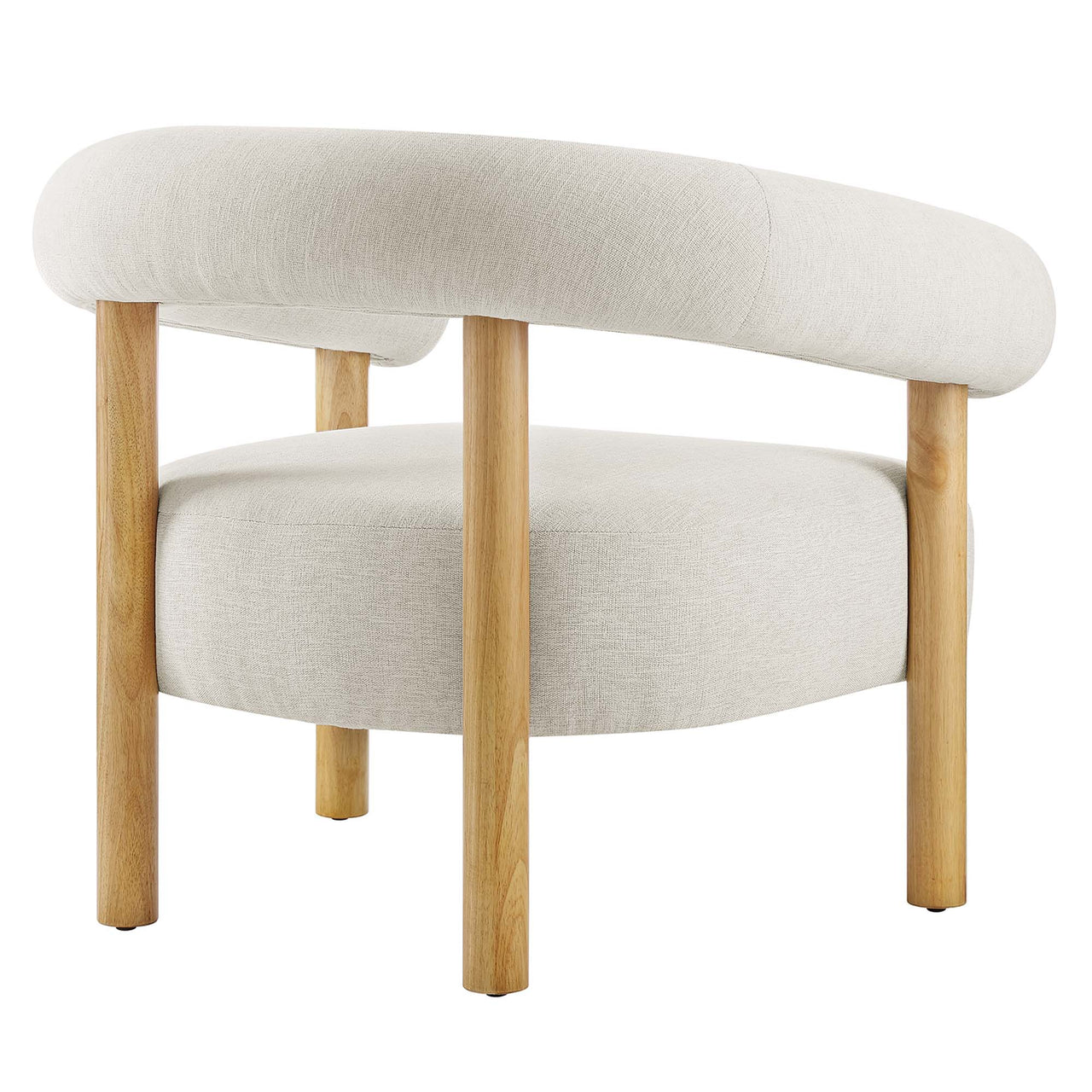 Feynelle Fabric Accent Chair, Ivory & Natural Wood