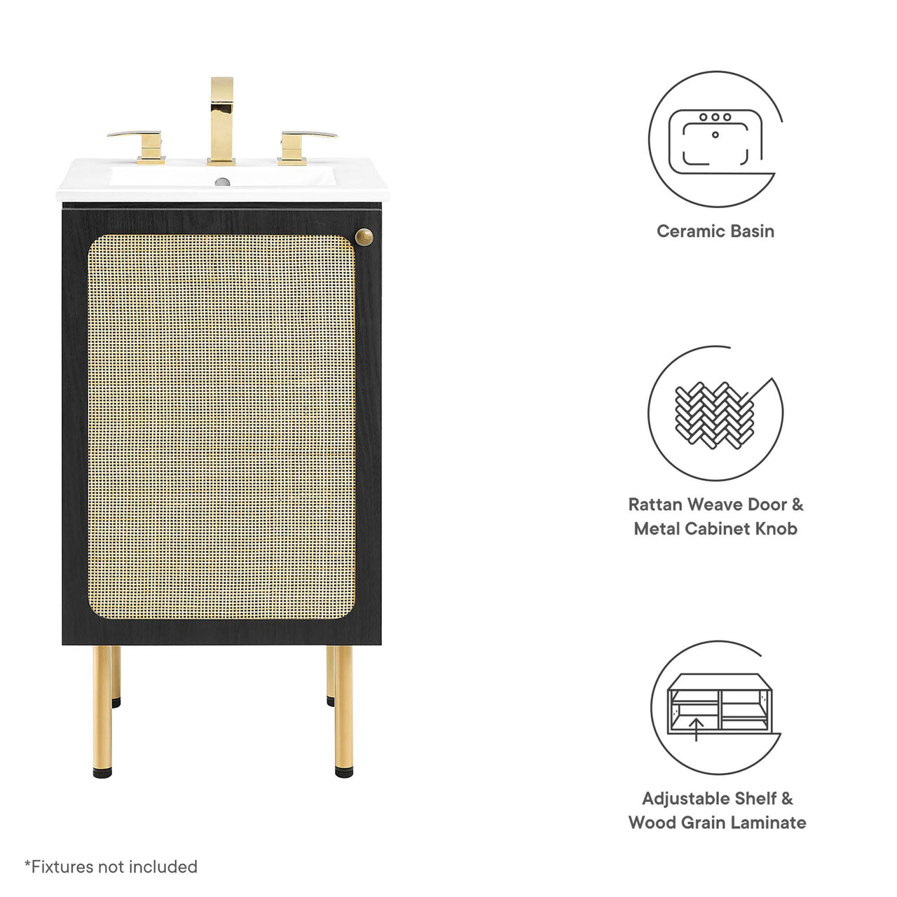 Calden Vanity Unit, Extra Small, Black & White