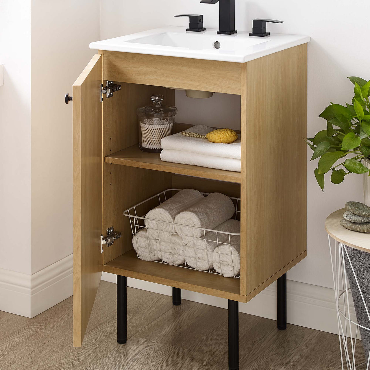 Calden Vanity Unit, Extra Small, Oak & White