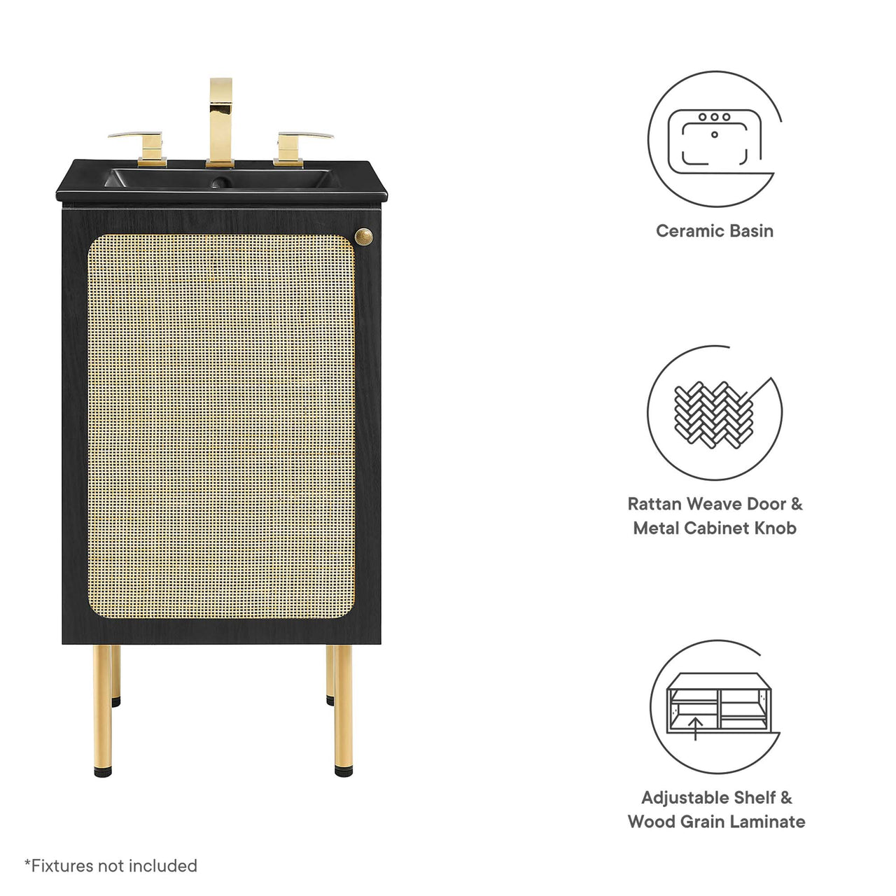 Calden Vanity Unit, Extra Small, Black